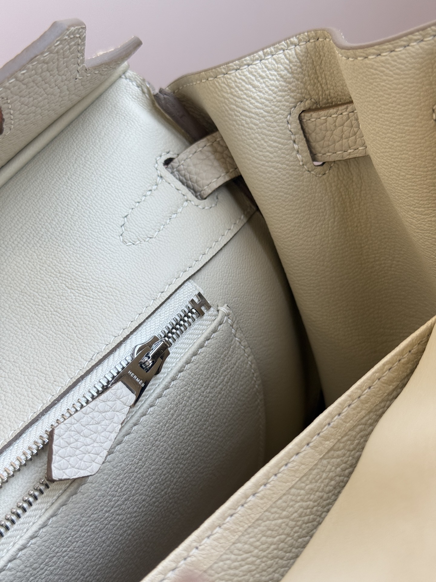 Hermès 铂金包·银扣奶昔白
