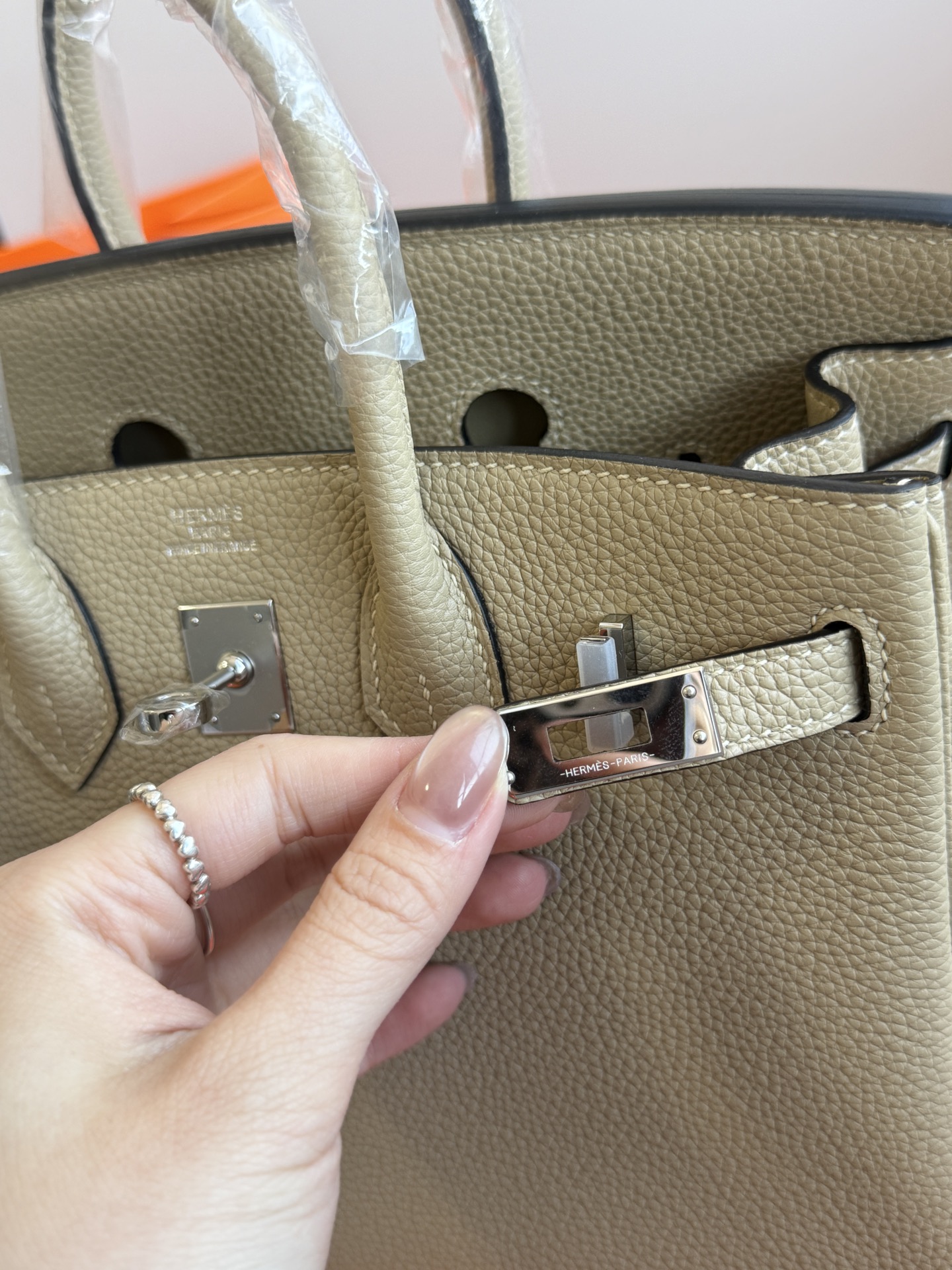 Hermès 铂金包·银扣风衣灰