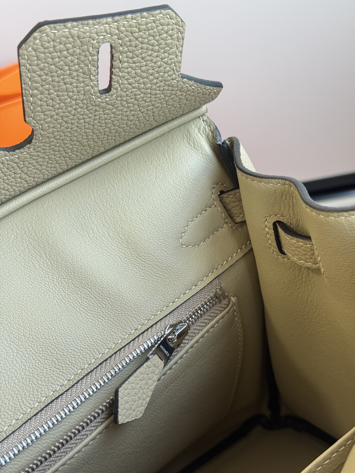 Hermès 铂金包·银扣风衣灰
