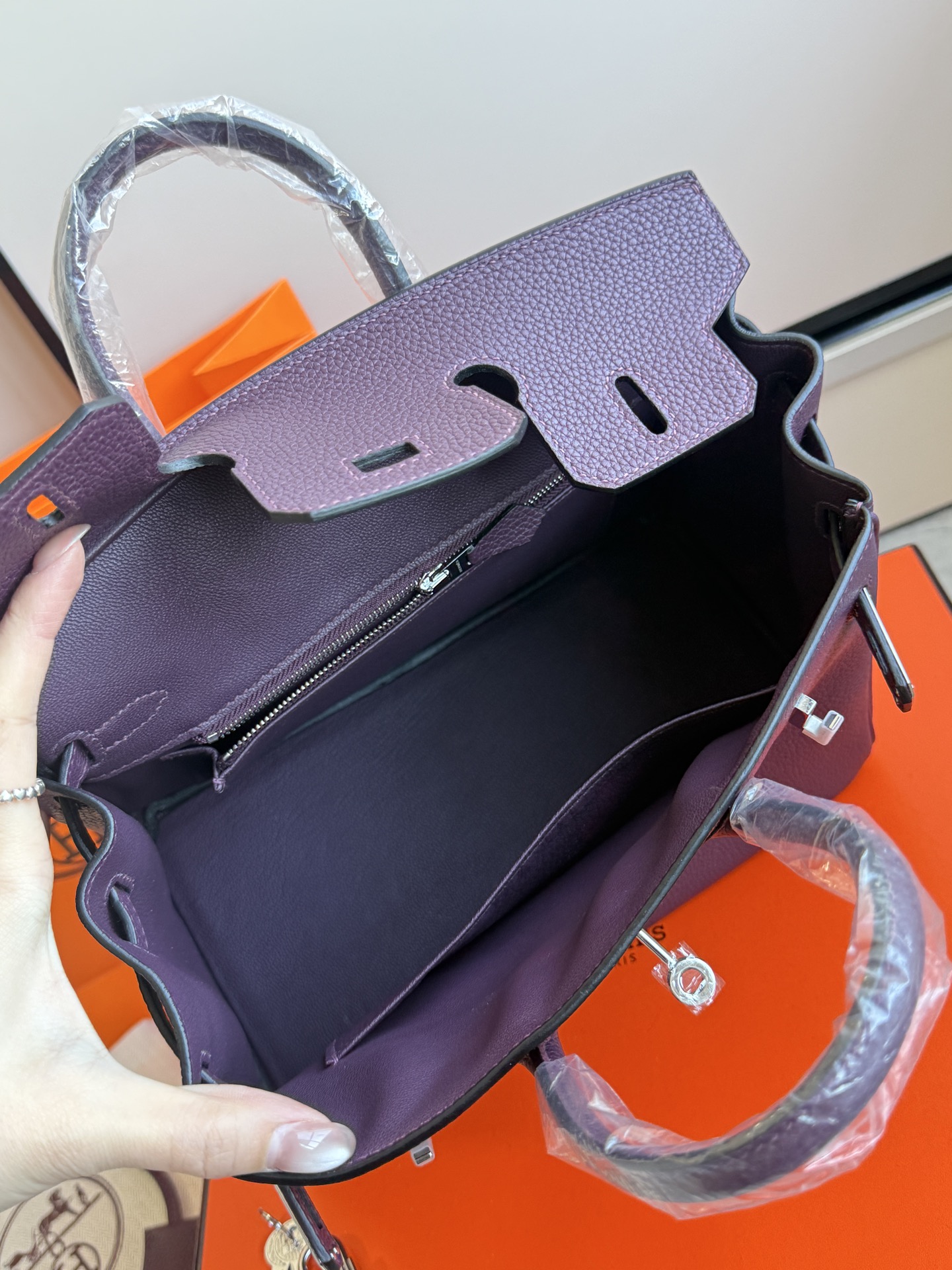 Hermès 铂金包·银扣加仑紫