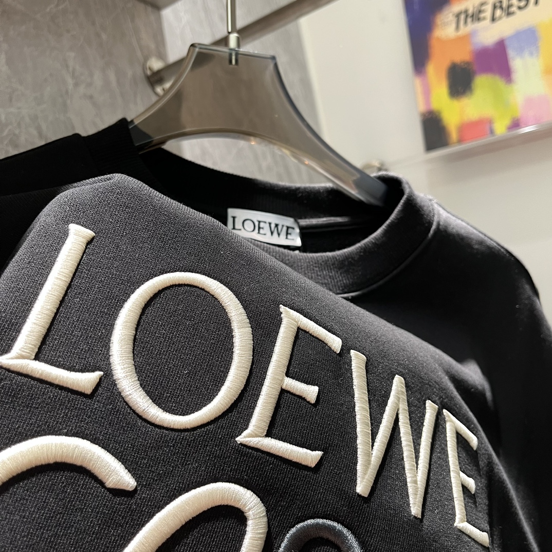 LOEWE/罗意威2024秋季经典款卫衣！经典拼色Anagram刺绣棉质短袖T恤采用24支特纺紧密棉面料