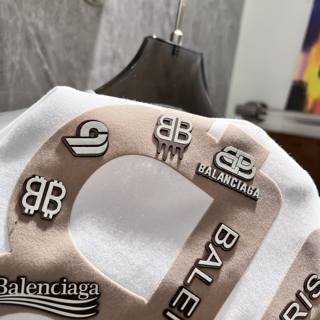 -Balenciaga24FW新品T恤.客供300g纯棉面料工整细致呈现完美效艺工艺化的棉料更贴合！！！