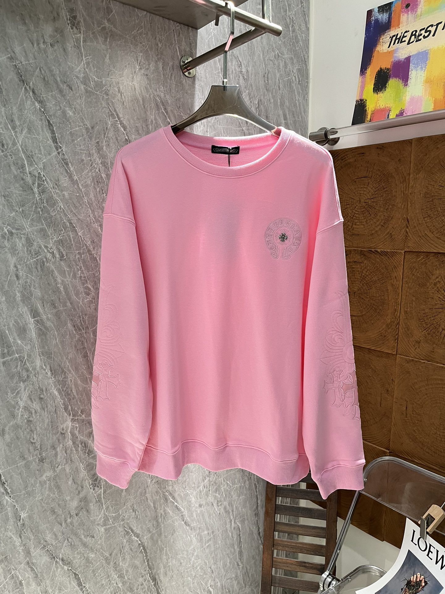 Chrome Hearts Clothing Sweatshirts Grey Khaki Pink White Embroidery