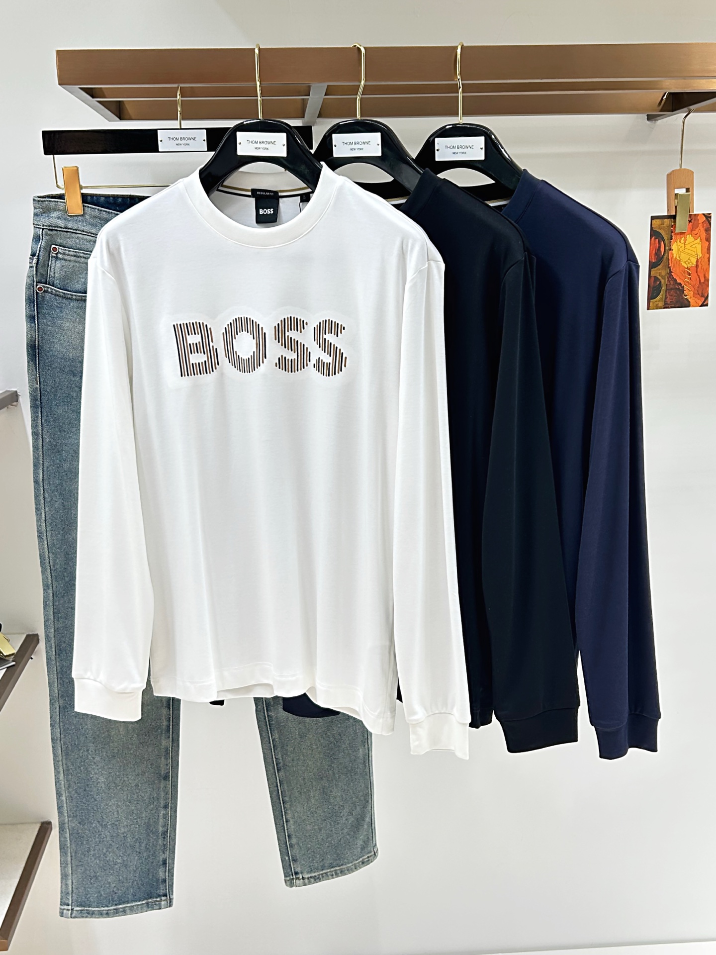 Boss独家专供8新款原单男士圆领长袖T恤高端定制 高版本 时尚百搭爆款，原版进口莫代尔面料 胸前logo图案设计 手感