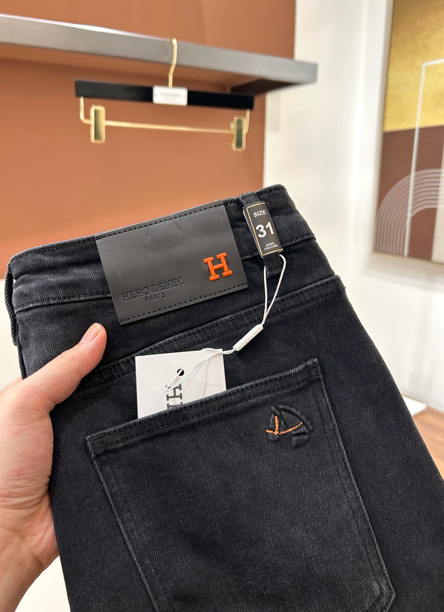 Hermes Black Logo Jeans