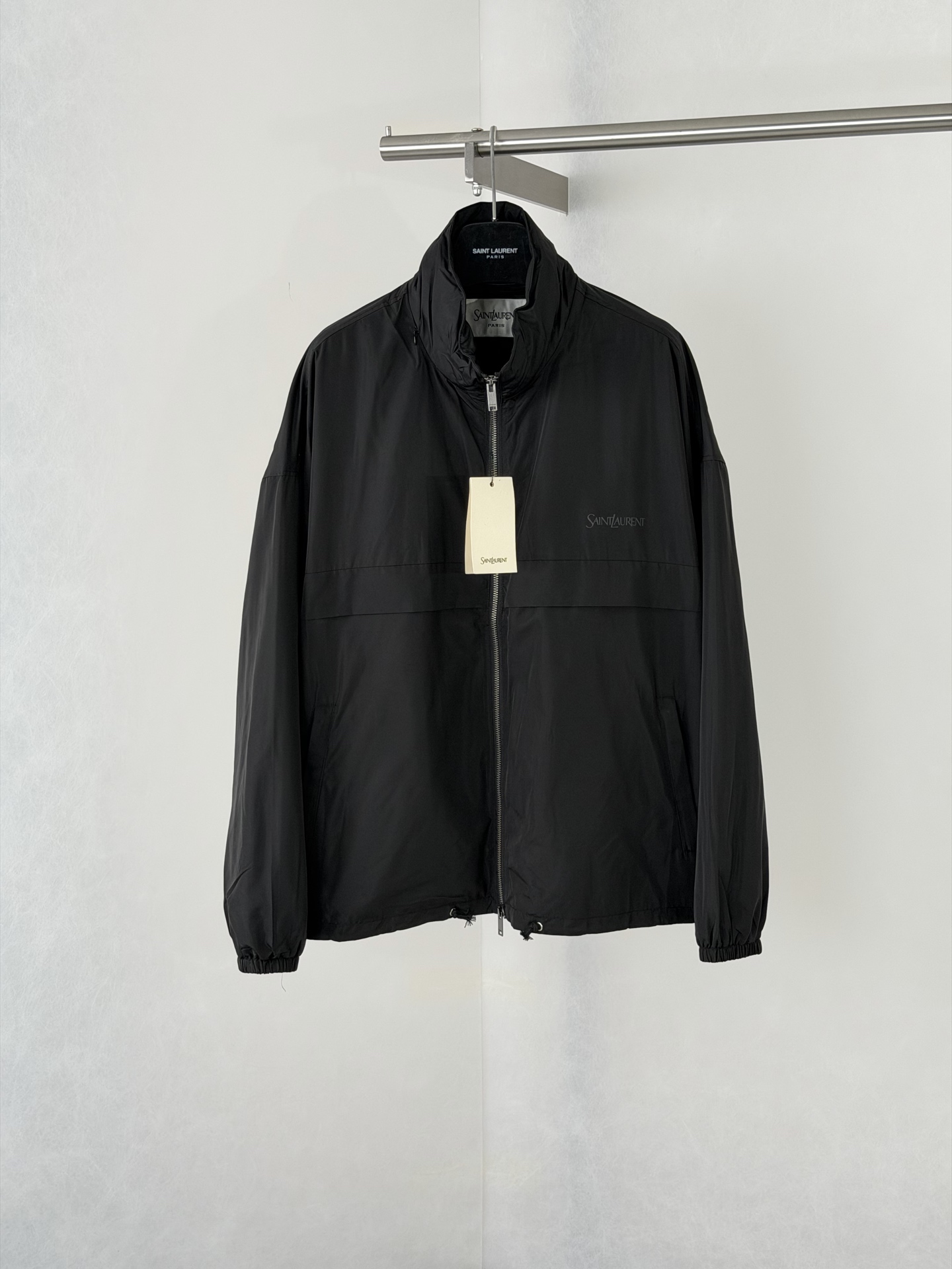 Saint Laurent Black Stand Collar Zip Jacket