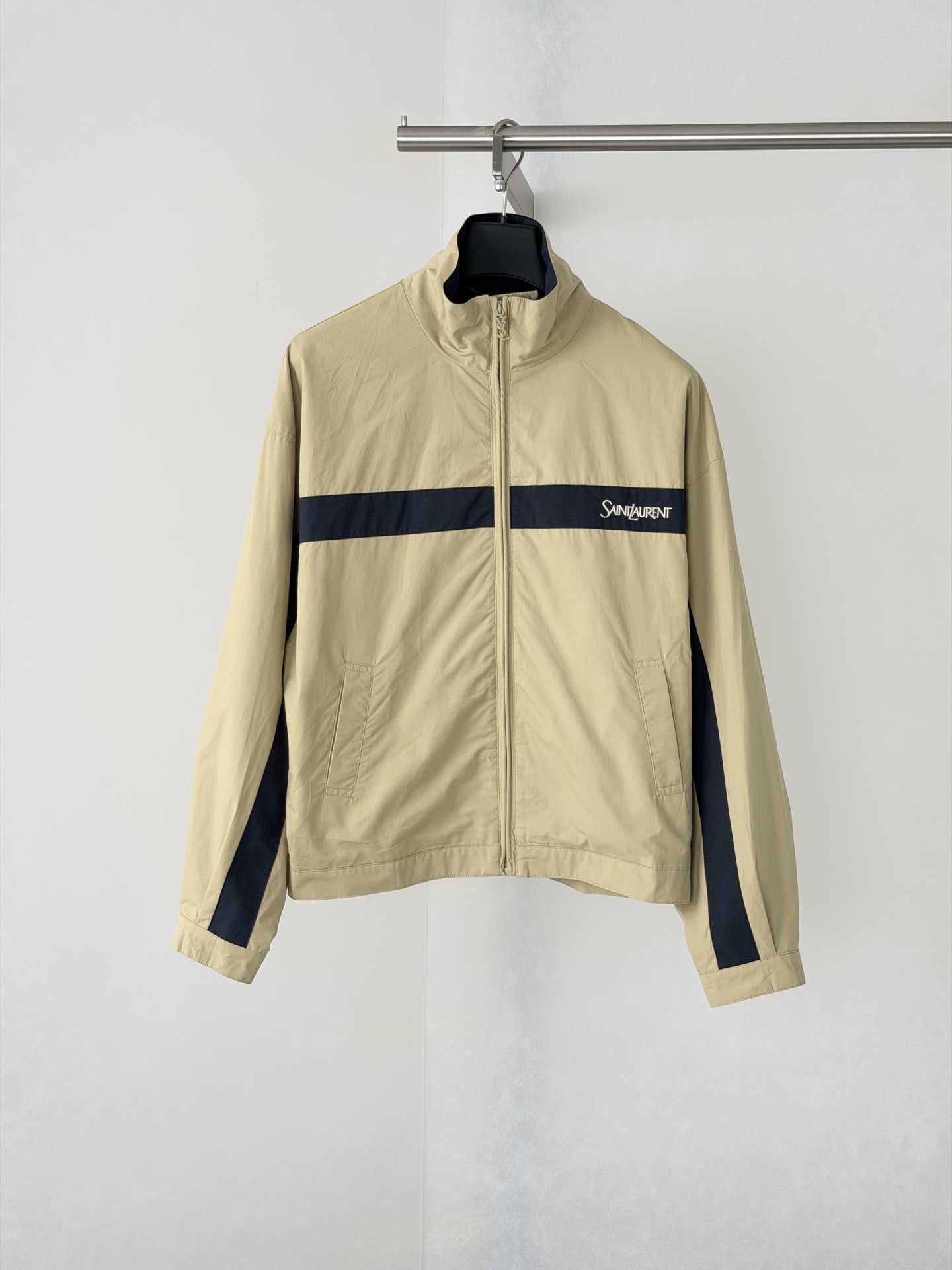 Saint Laurent Beige Stripe Zip Jacket