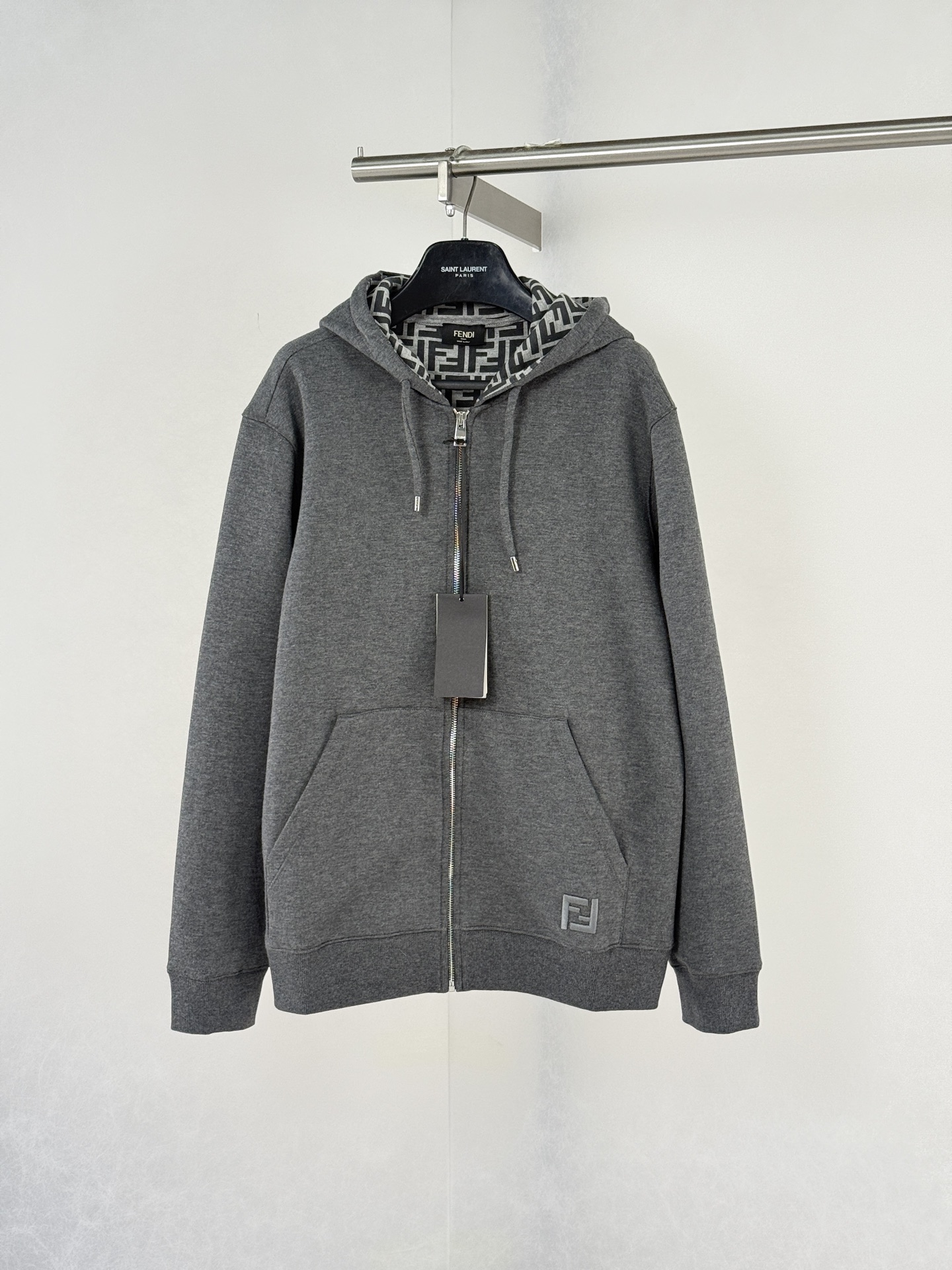 Fendi Gray Zip Hoodie