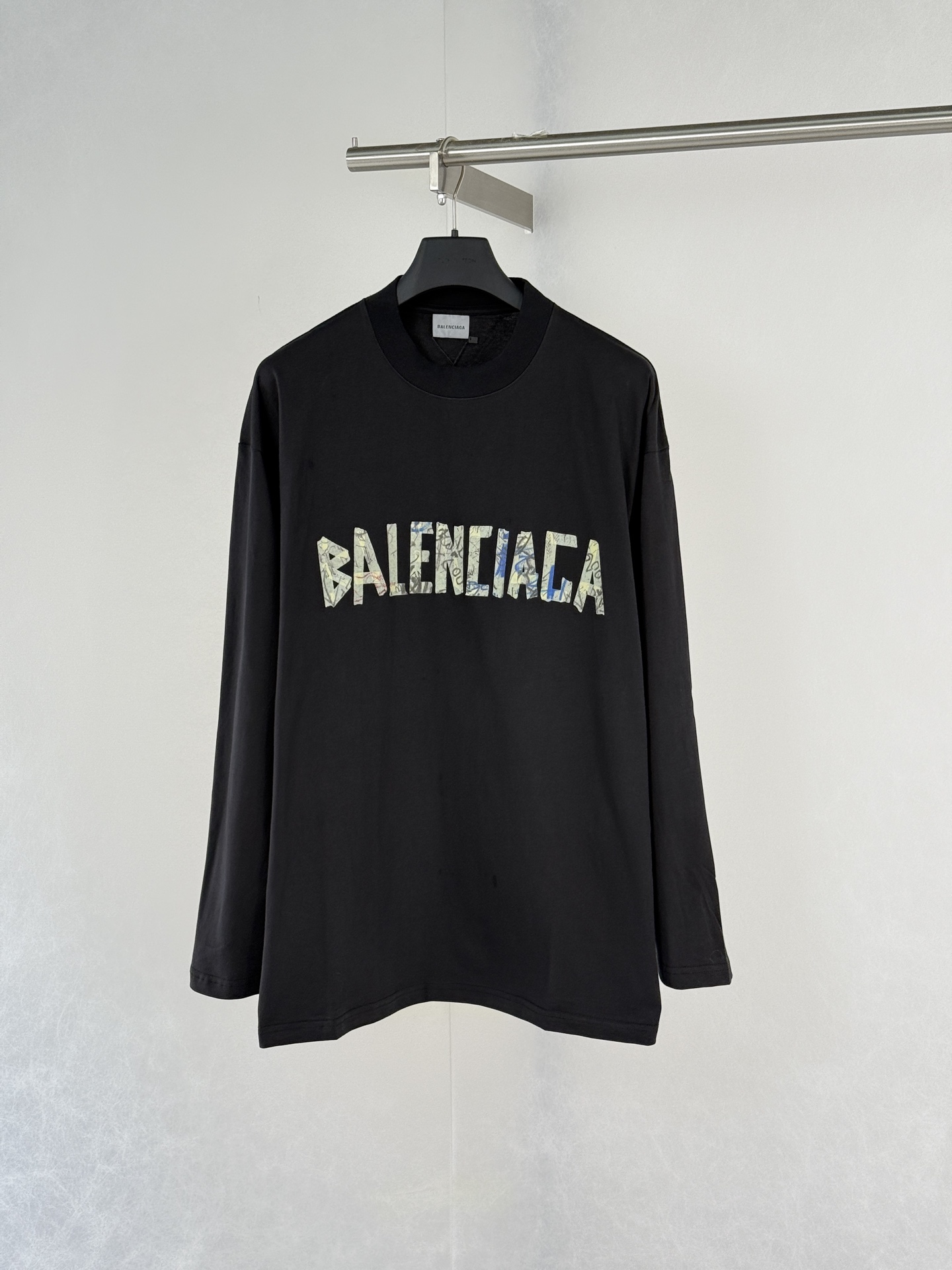 Balenciaga Black Logo Long Sleeve Top