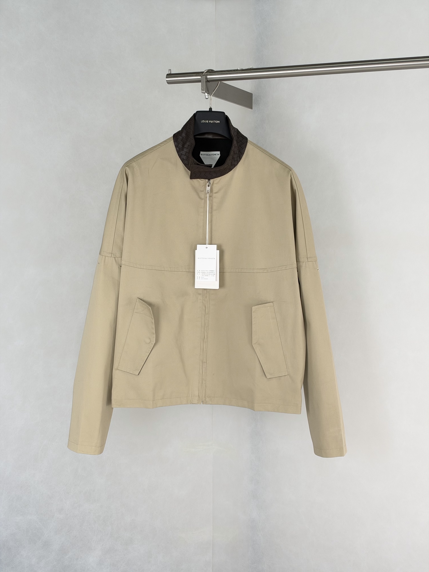 Bottega Veneta Beige Zip Bomber Jacket