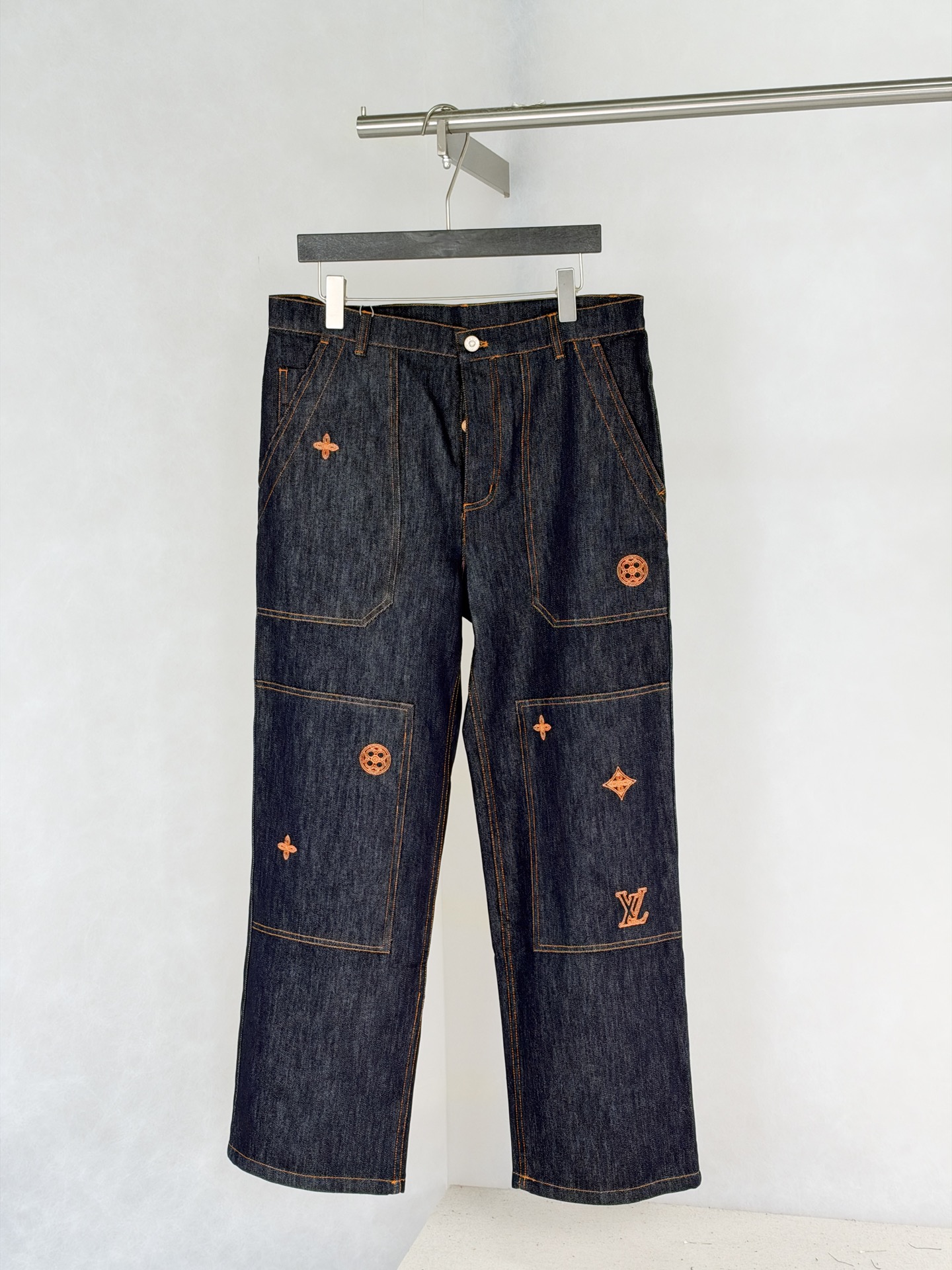Louis Vuitton Blue Logo Wide Leg Pants