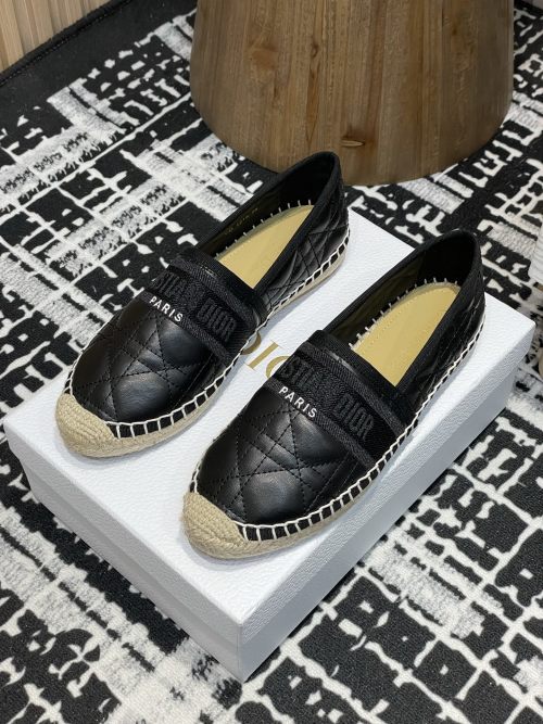 Dior Granville Espadrille Flats - Oblique Embroidered Cotton - Slip On Shoes