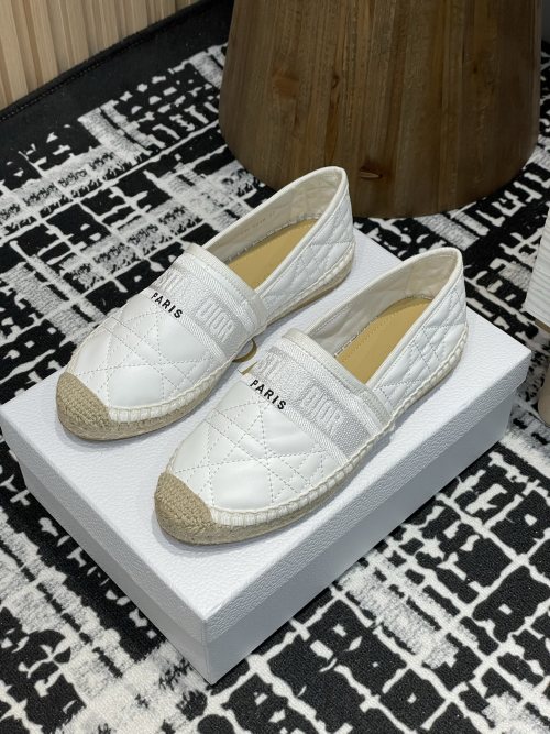 Dior Granville Espadrille Flats White Cotton Embroidery Women's Shoes 1 Dior Granville Espadrille Flats White Cotton Embroidery Women's Shoes