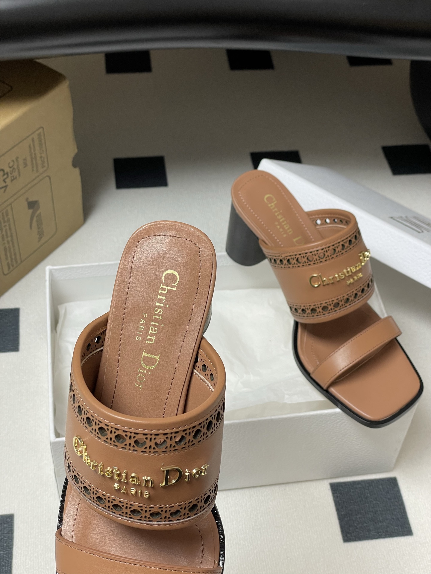 Dior D-Lane Heeled Mules: Elegant Cannage Leather High Heel Sandals 7 i1741999248541 5794 0 5