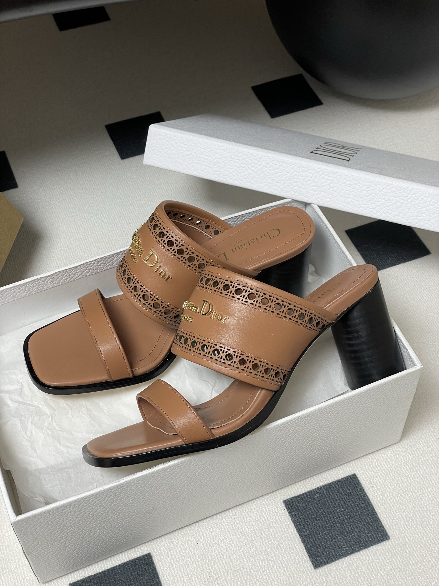 Dior D-Lane Heeled Mules: Elegant Cannage Leather High Heel Sandals 3 i1741999248548 3663 0 3