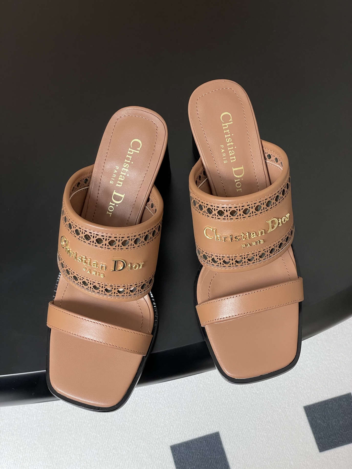 Dior D-Lane Heeled Mules: Elegant Cannage Leather High Heel Sandals 4 i1741999248599 2418 0 1