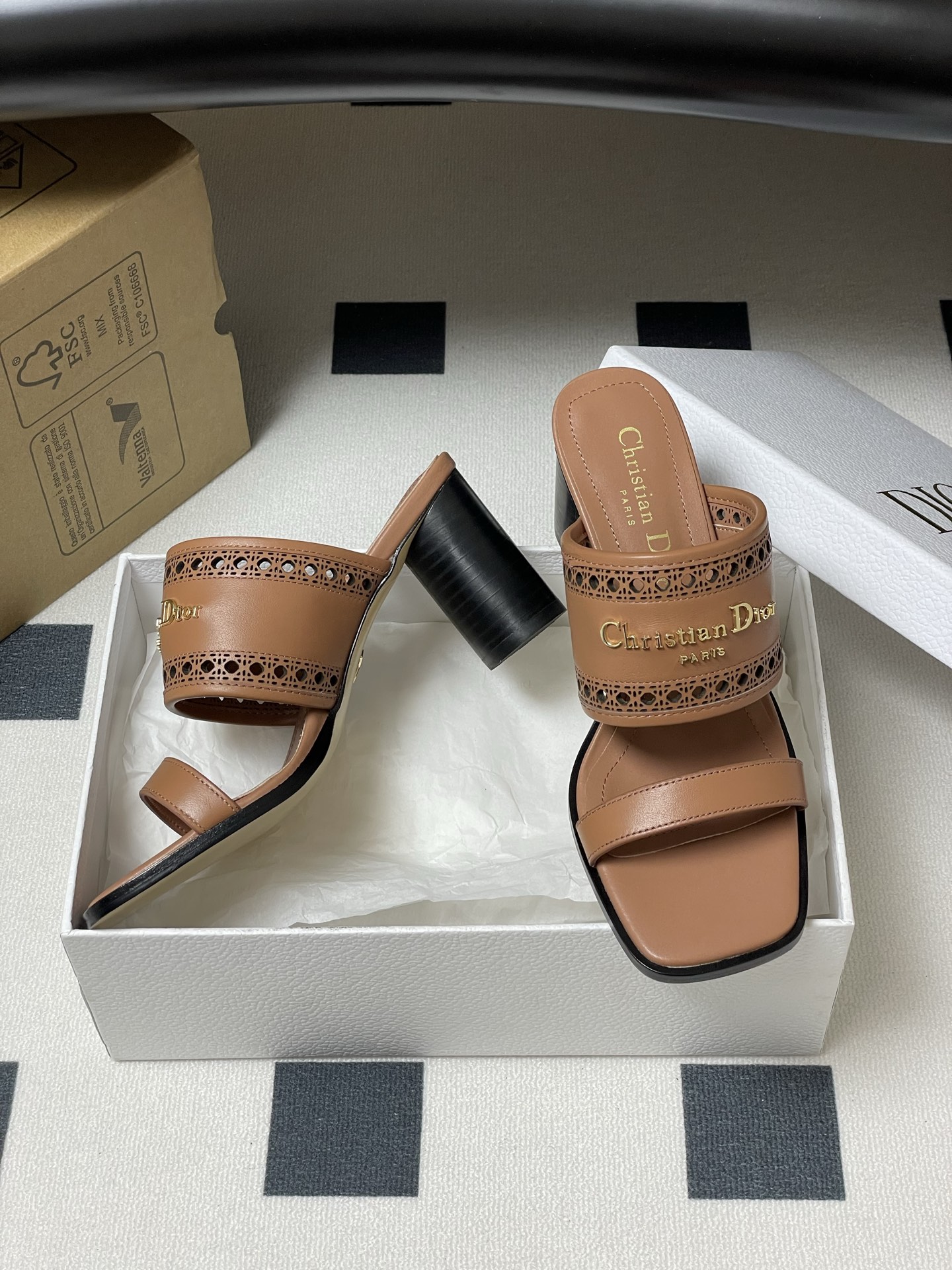 Dior D-Lane Heeled Mules: Elegant Cannage Leather High Heel Sandals 6 i1741999249662 9615 0 4