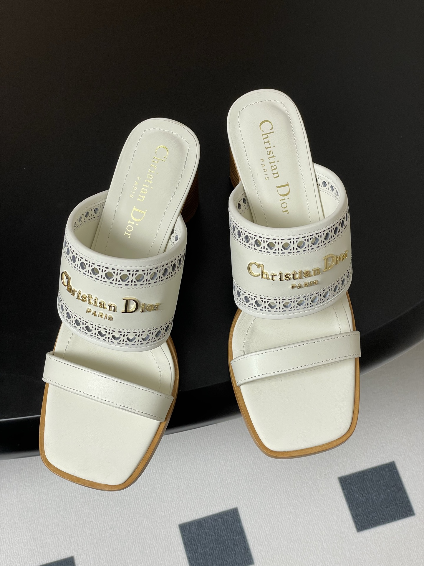 Dior D-Lane Heeled Mules White Leather Cannage Heeled Sandals, 5.5 cm Heel 3 i1741999545499 3920 0 1