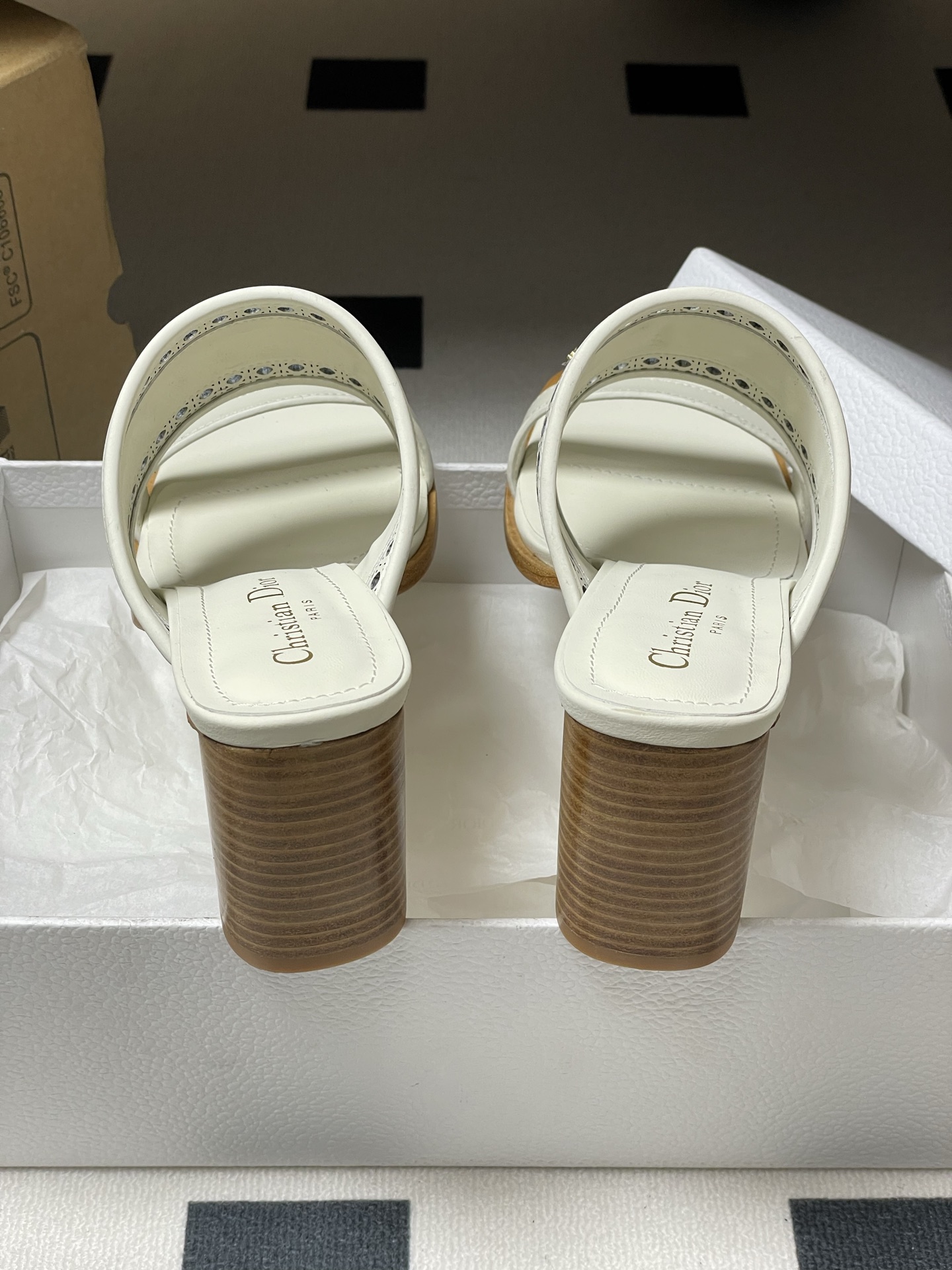 Dior D-Lane Heeled Mules White Leather Cannage Heeled Sandals, 5.5 cm Heel 10 i1741999545621 9582 0 7
