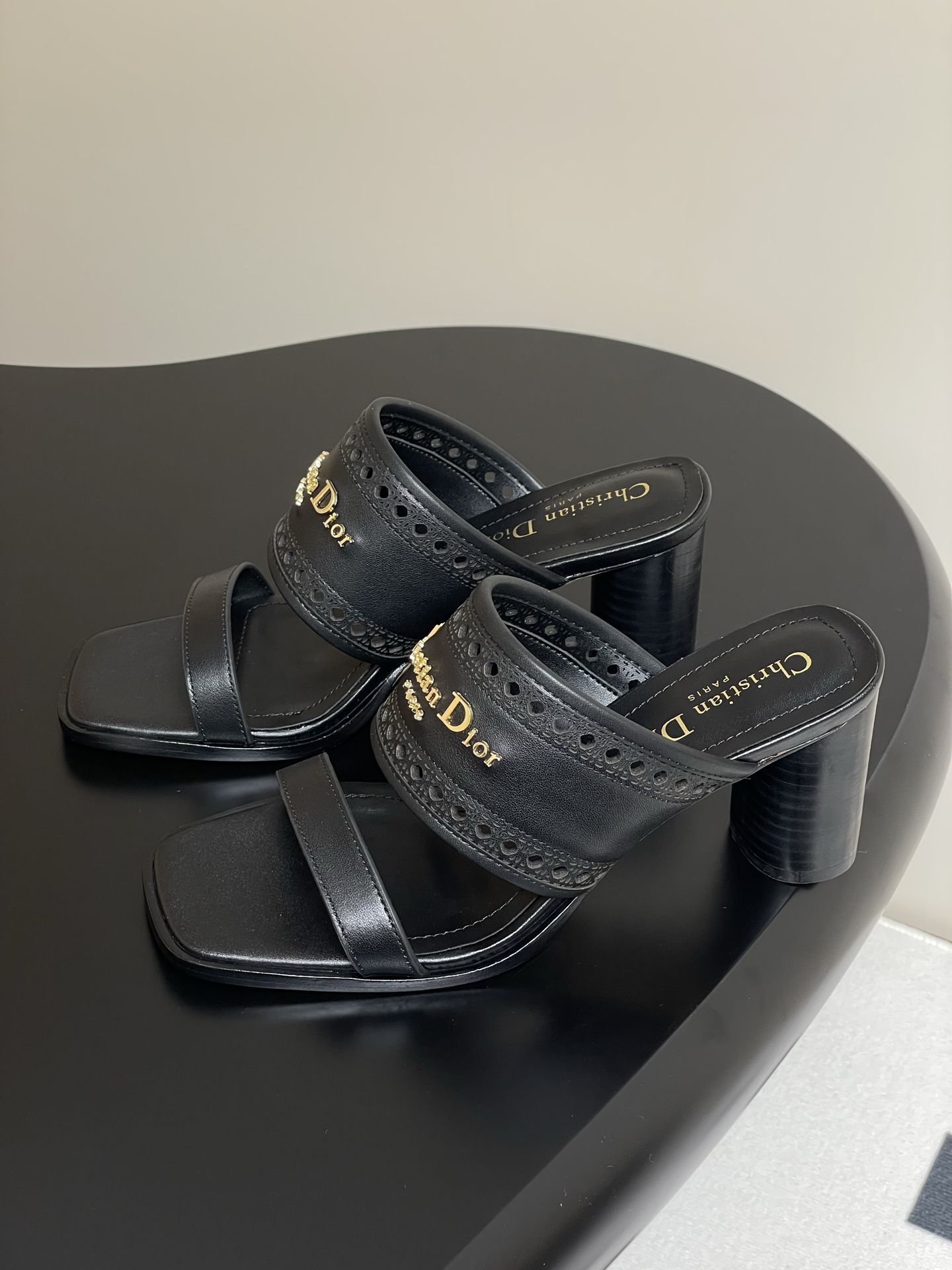 Dior D-Lane Heeled Sandals Black Leather Cannage Heeled Mules 4 i1741999562682 2547 0 2