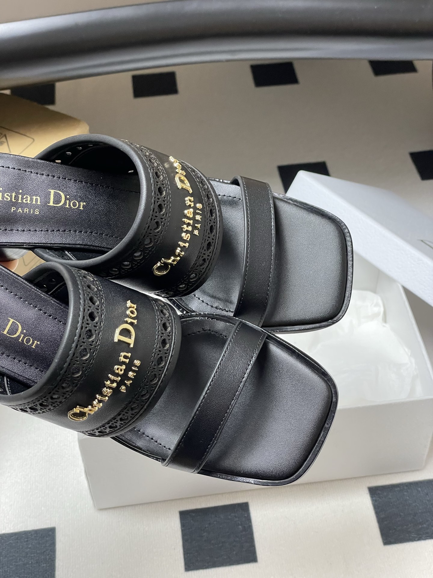 Dior D-Lane Heeled Sandals Black Leather Cannage Heeled Mules 8 i1741999562714 5885 0 6