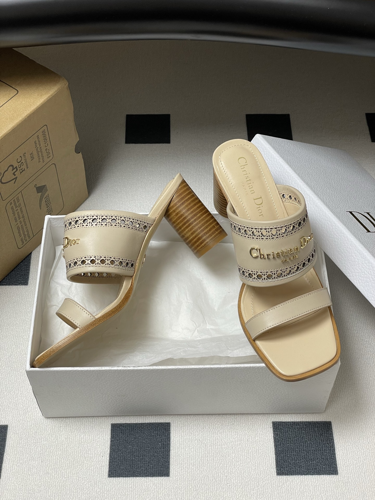 Dior D-Lane Heeled Mules with Cannage Motif and 'Christian Dior' Signature 6 i1741999577190 5893 0 4