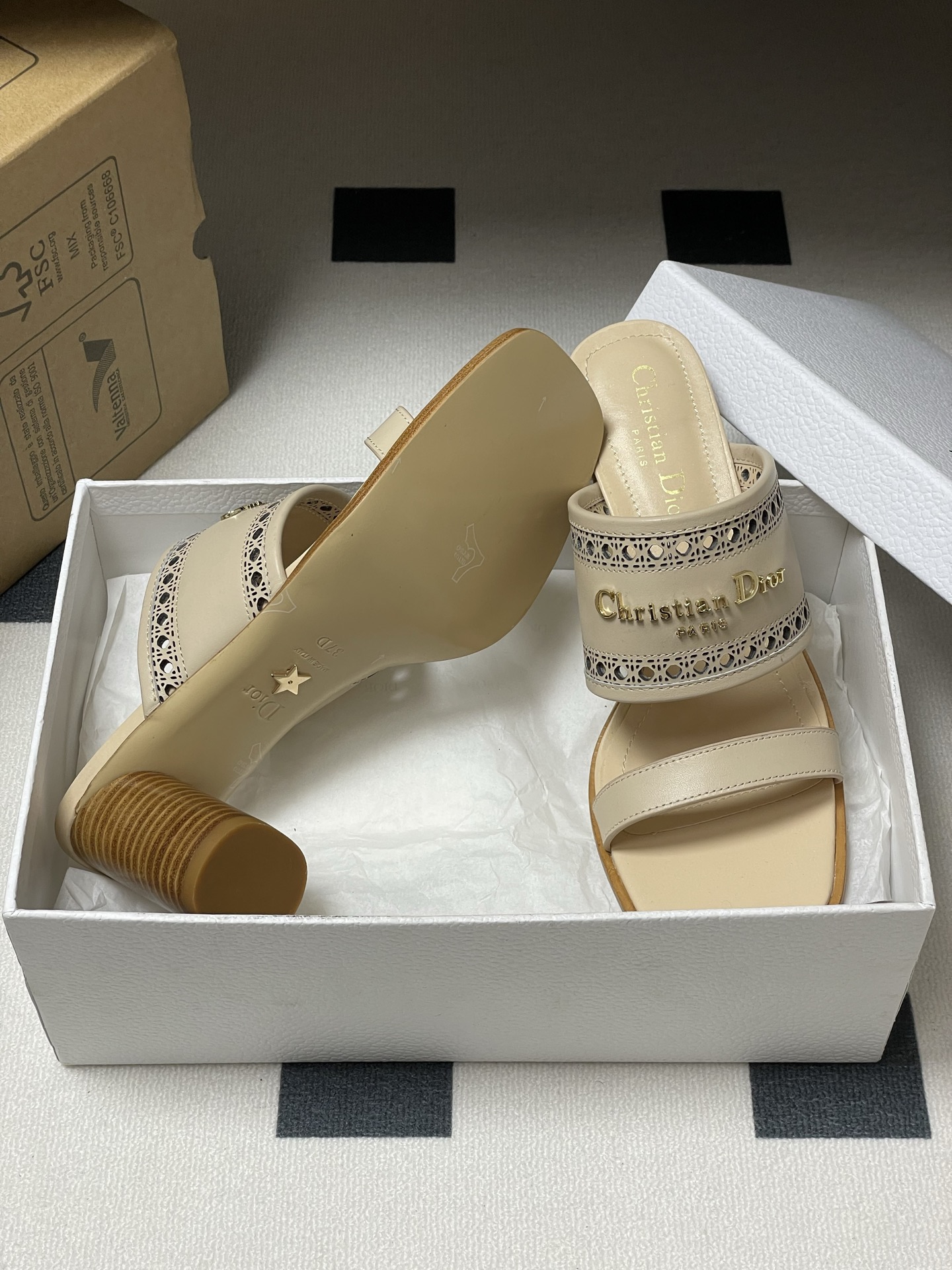 Dior D-Lane Heeled Mules with Cannage Motif and 'Christian Dior' Signature 8 i1741999577880 9584 0 6