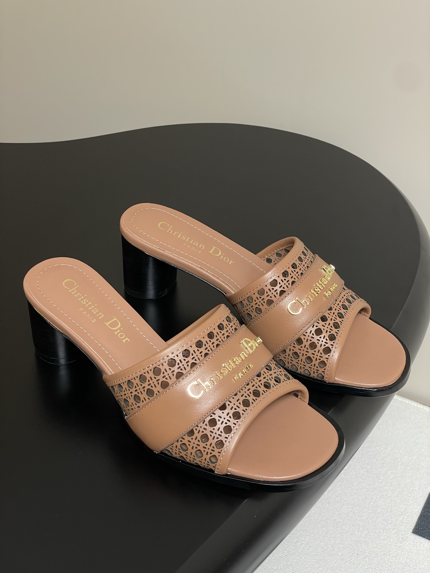 Dior D-Lane Heeled Mules,Openwork Cannage,Leather,Elegant Summer Slides 3 i1741999669309 5834 0 0