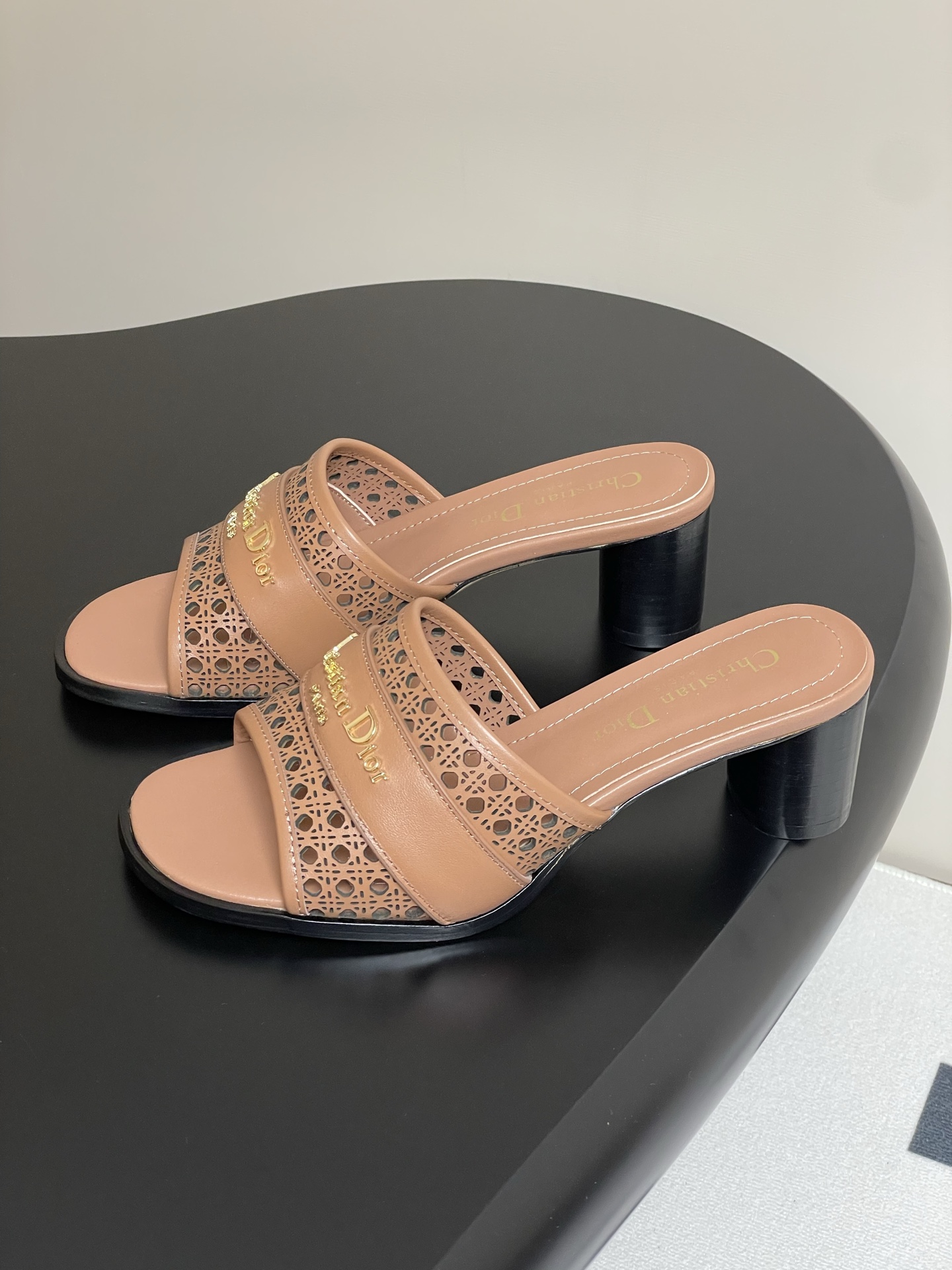 Dior D-Lane Heeled Mules,Openwork Cannage,Leather,Elegant Summer Slides 5 i1741999670421 6072 0 2