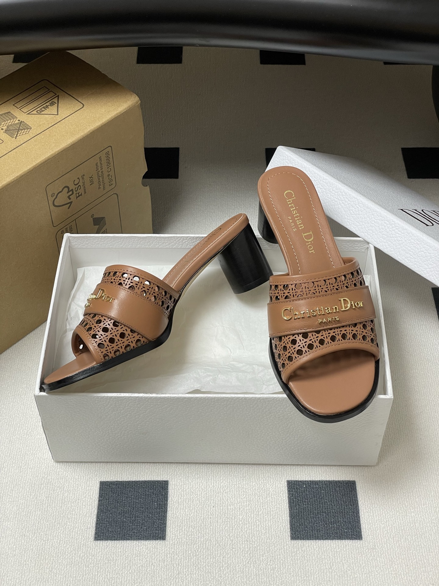 Dior D-Lane Heeled Mules,Openwork Cannage,Leather,Elegant Summer Slides 6 i1741999670535 2733 0 4