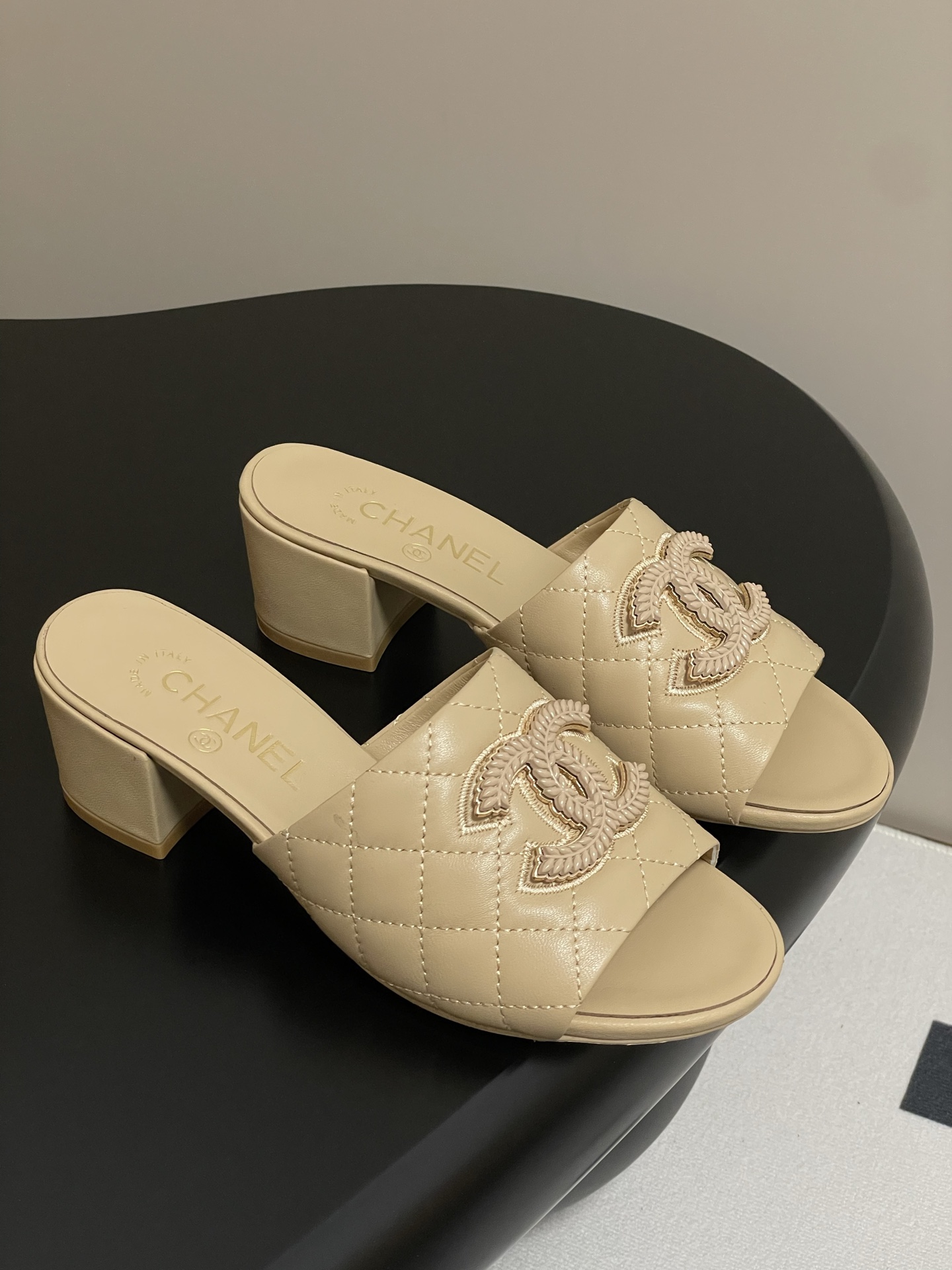 Chanel Women's Beige Quilted Leather Espadrille Heeled Sandals Slides 3 i1742251649815 2127 0 0