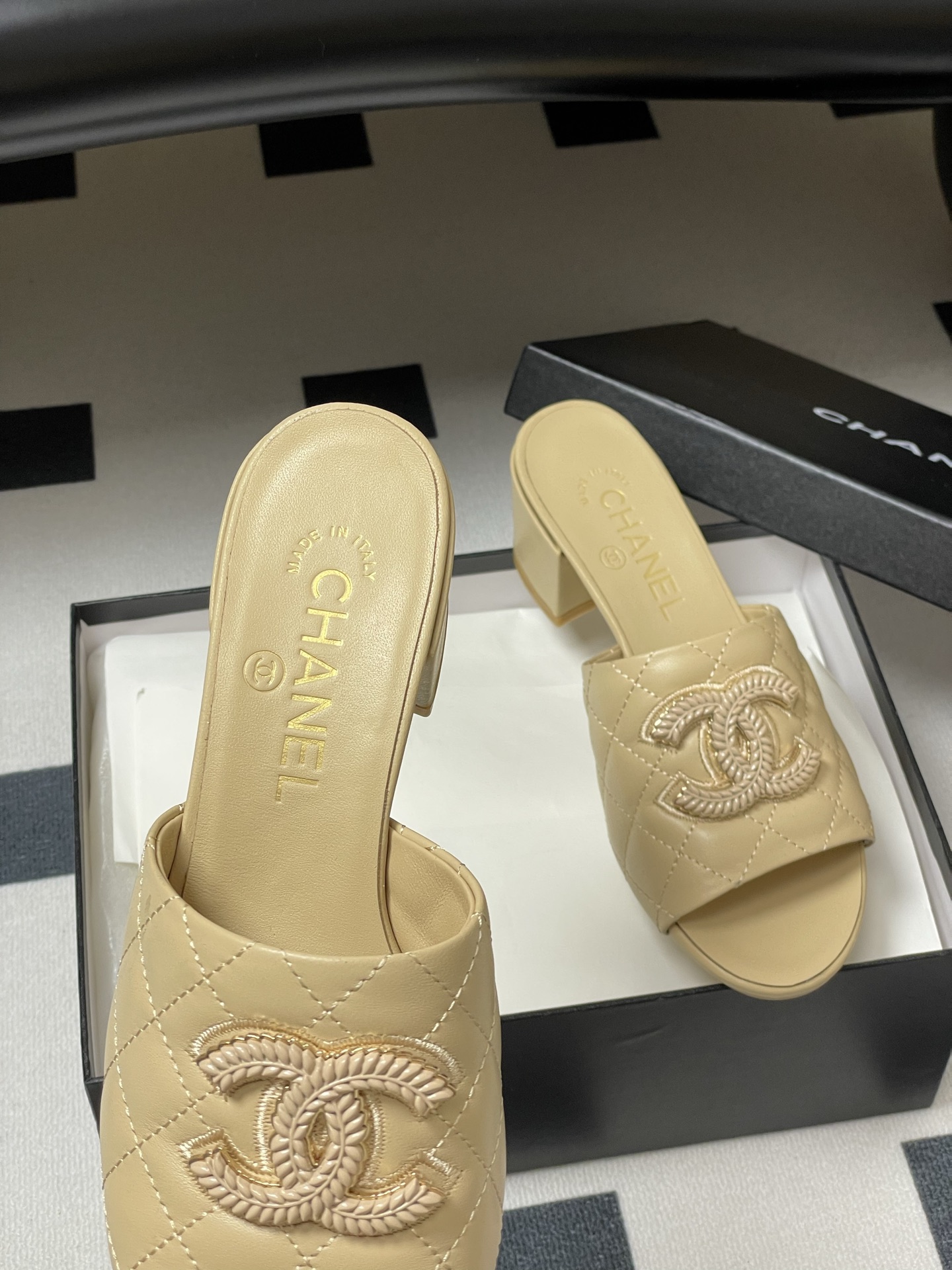 Chanel Women's Beige Quilted Leather Espadrille Heeled Sandals Slides 7 i1742251649893 2859 0 5