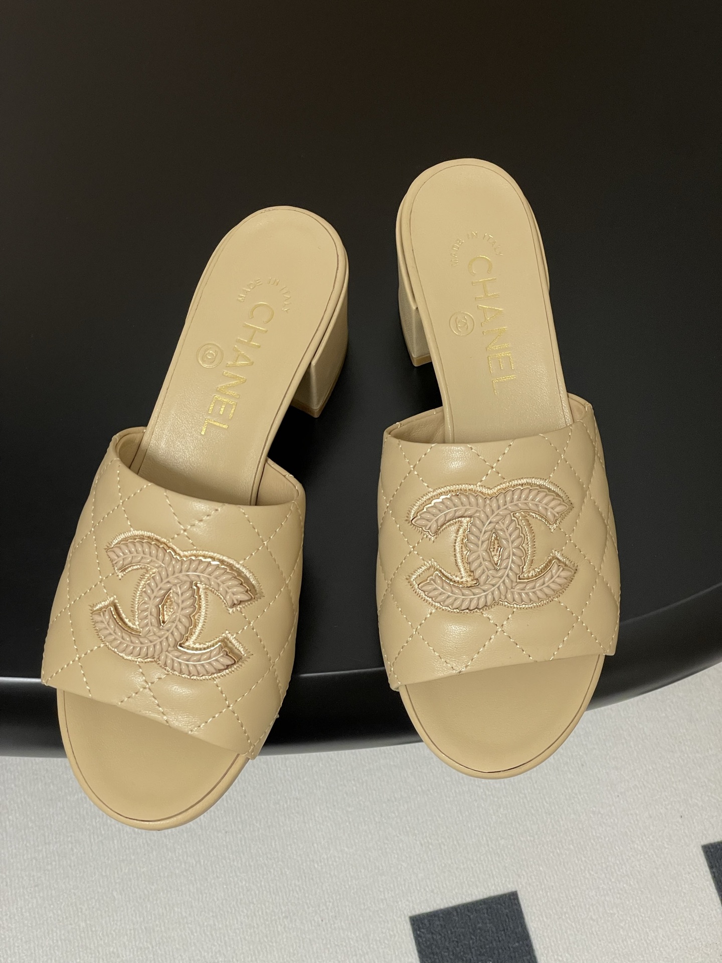 Chanel Women's Beige Quilted Leather Espadrille Heeled Sandals Slides 4 i1742251650767 8481 0 1
