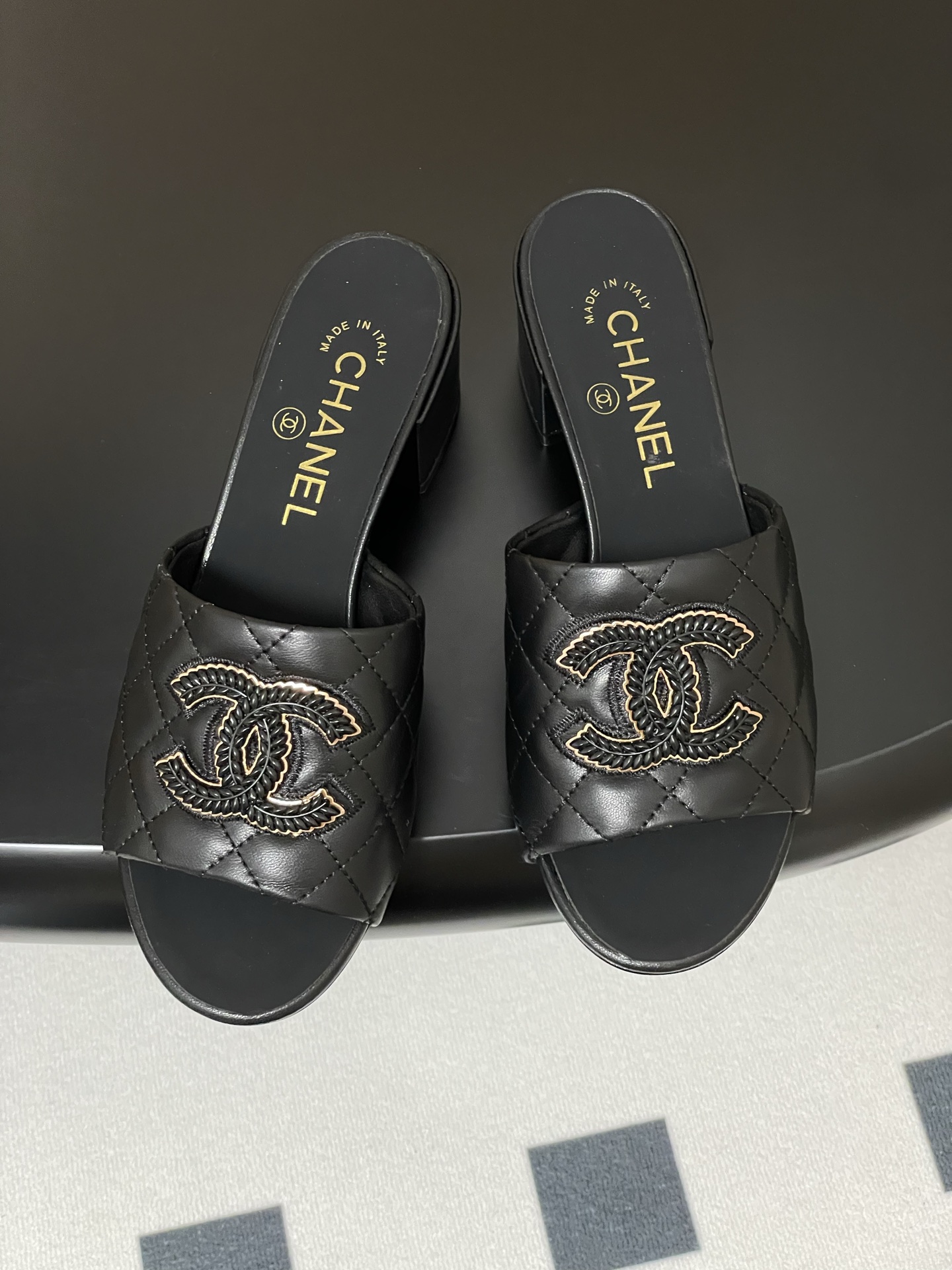Chanel Black Leather Quilted Heeled Sandals with CC Logo, Women's Size 4 i1742251693196 7212 0 1