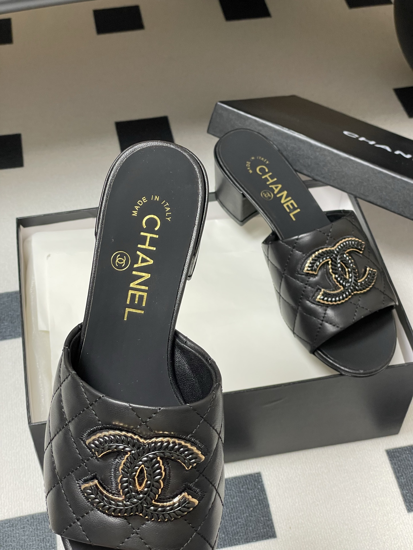 Chanel Black Leather Quilted Heeled Sandals with CC Logo, Women's Size 7 i1742251693254 7176 0 5