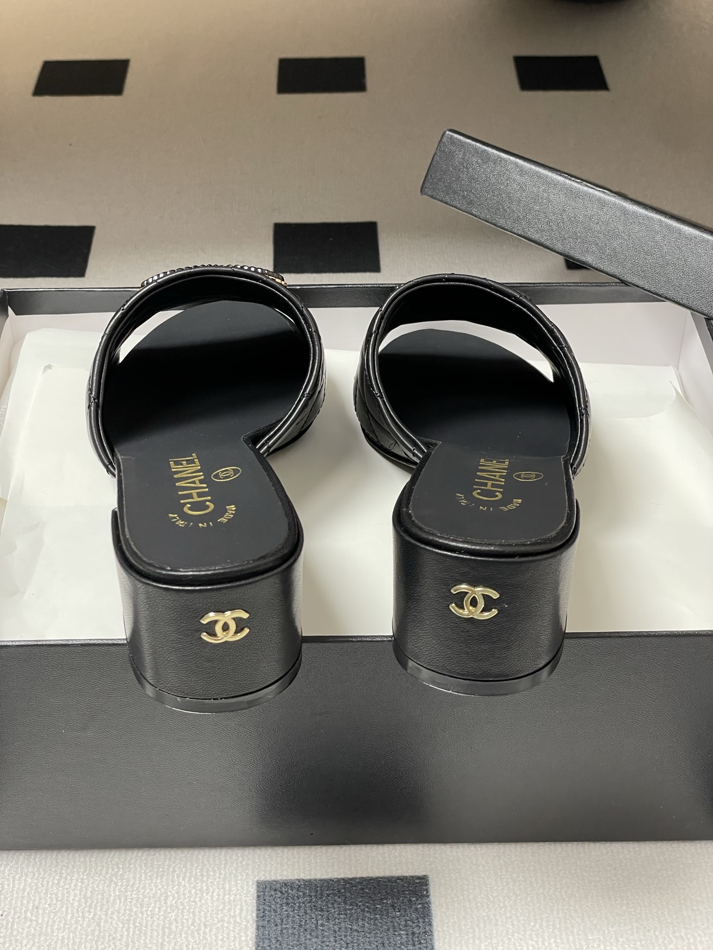 Chanel Black Leather Quilted Heeled Sandals with CC Logo, Women's Size 9 i1742251693897 7830 0 7