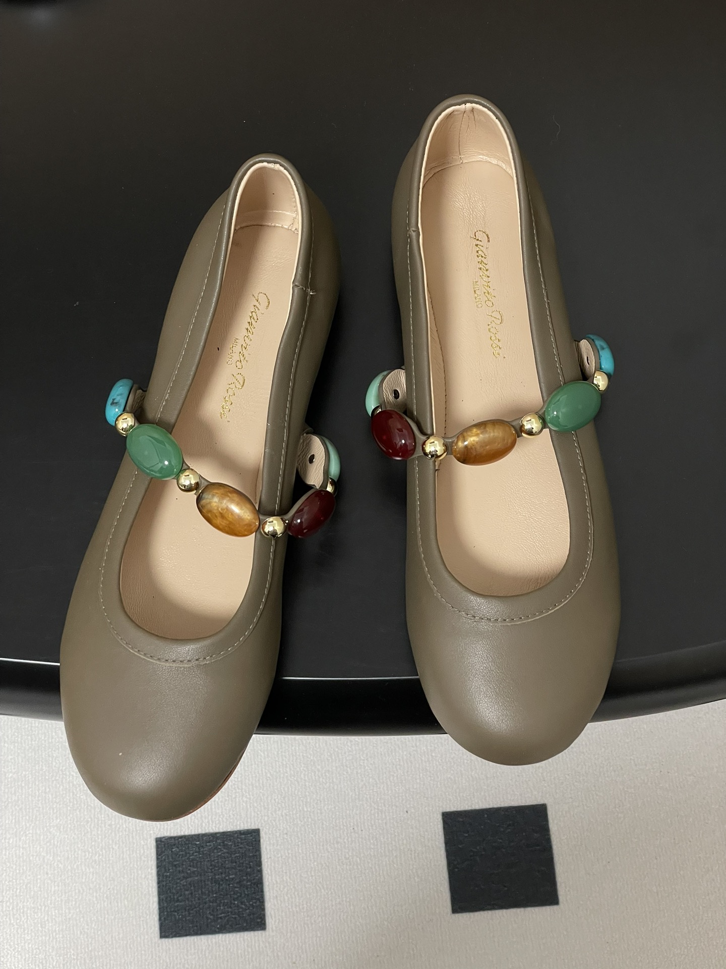 Gianvito Rossi Ballet Flats with Gemstone Strap. Soft Leather for Comfort. 3 i1743981548 3685 8
