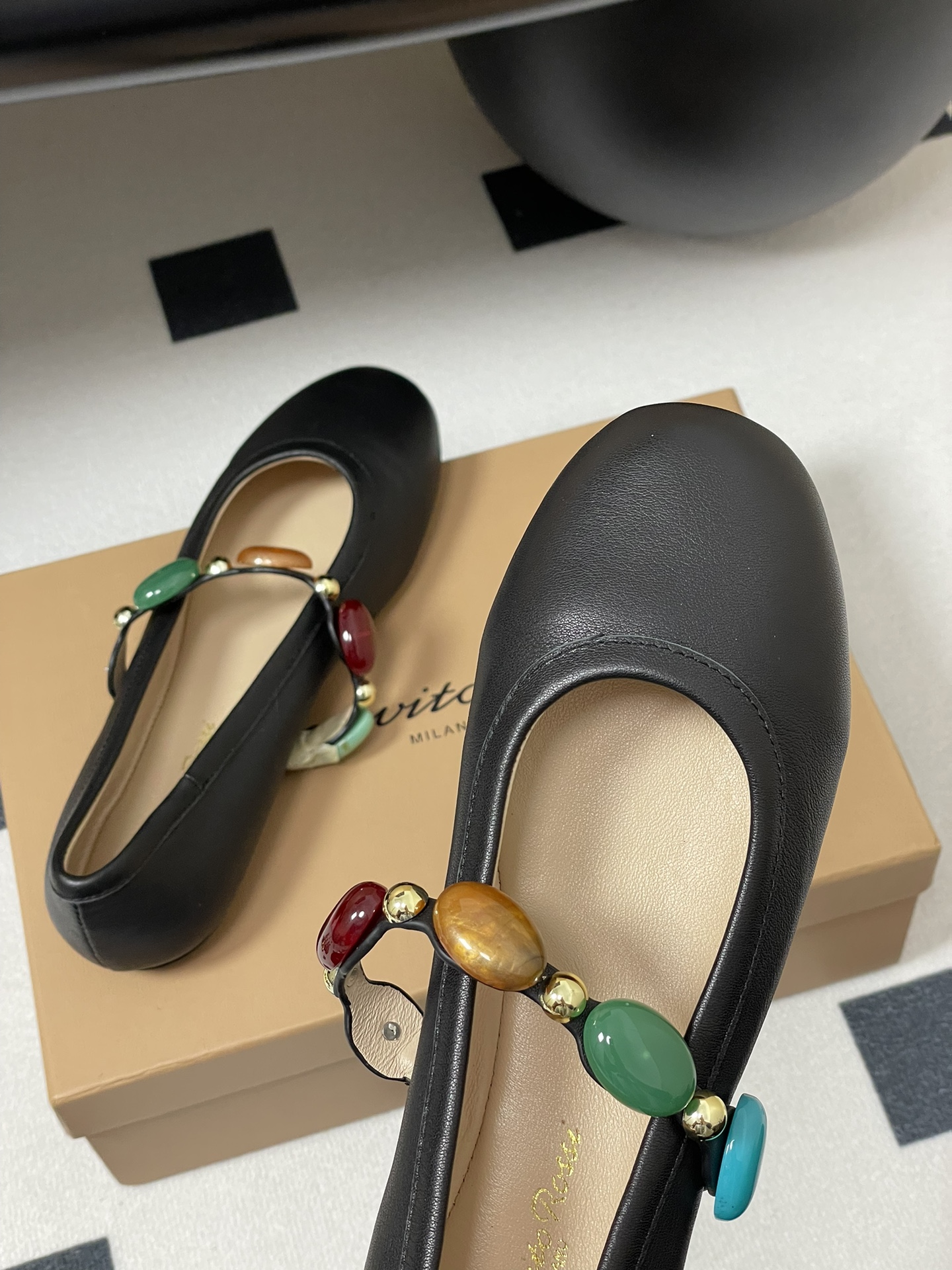 Gianvito Rossi Ballet Flats with Gemstone Strap - Elegant and Comfortable 10 i1743981580 1192 0
