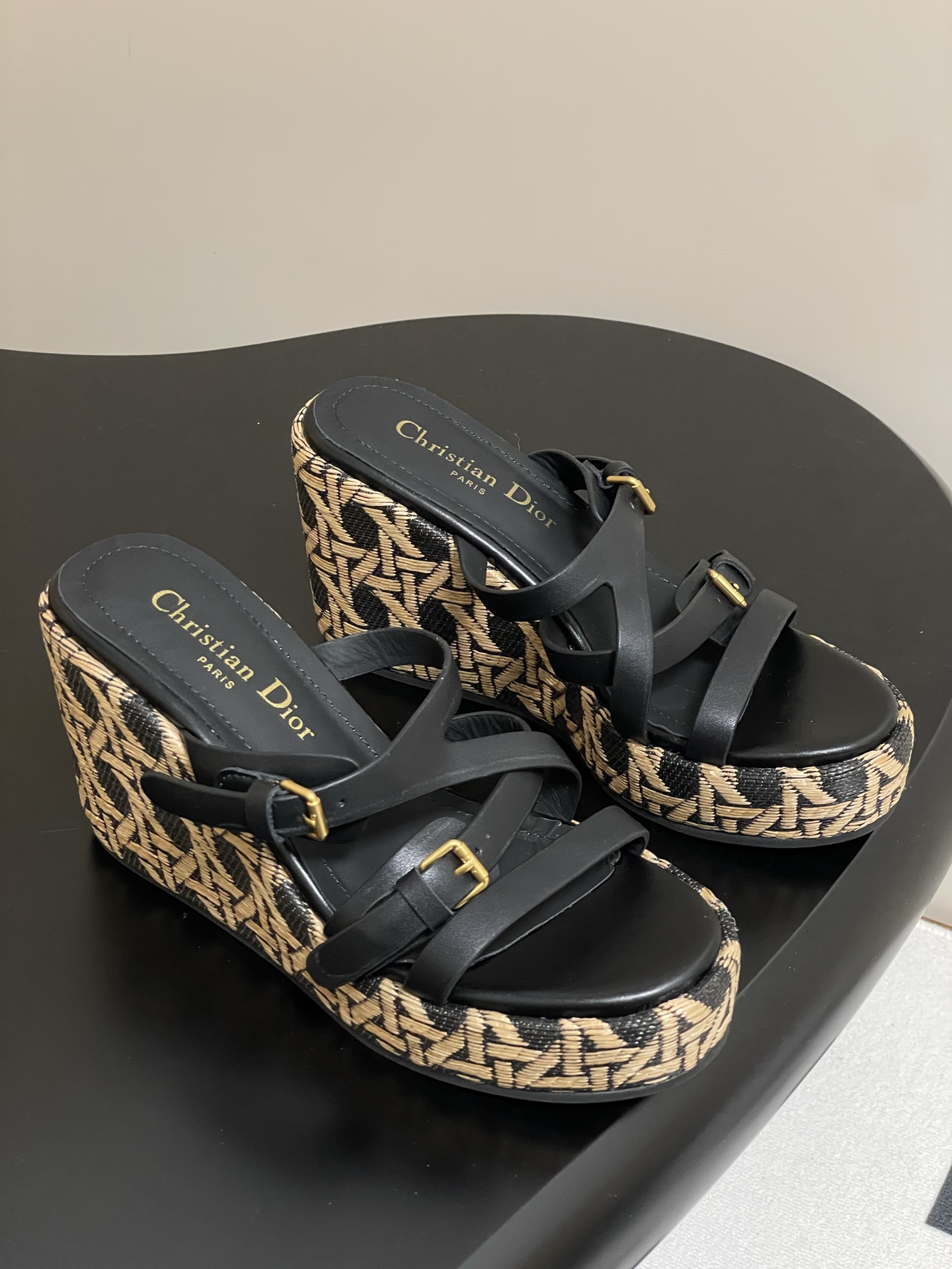 Dior 25ss春夏新款Dior 迪奥D-Attitude 坡跟凉拖鞋交叉扣带防水台拖鞋