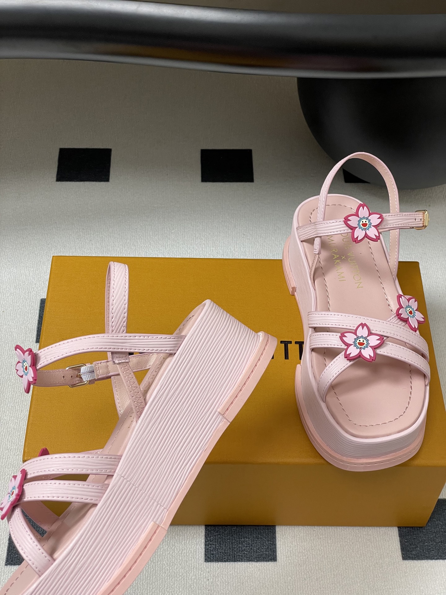 Louis Vuitton Maya Flatform Sandals - Pink Leather & Denim, Circle Logo 7 i1745101021613 6695 0 4