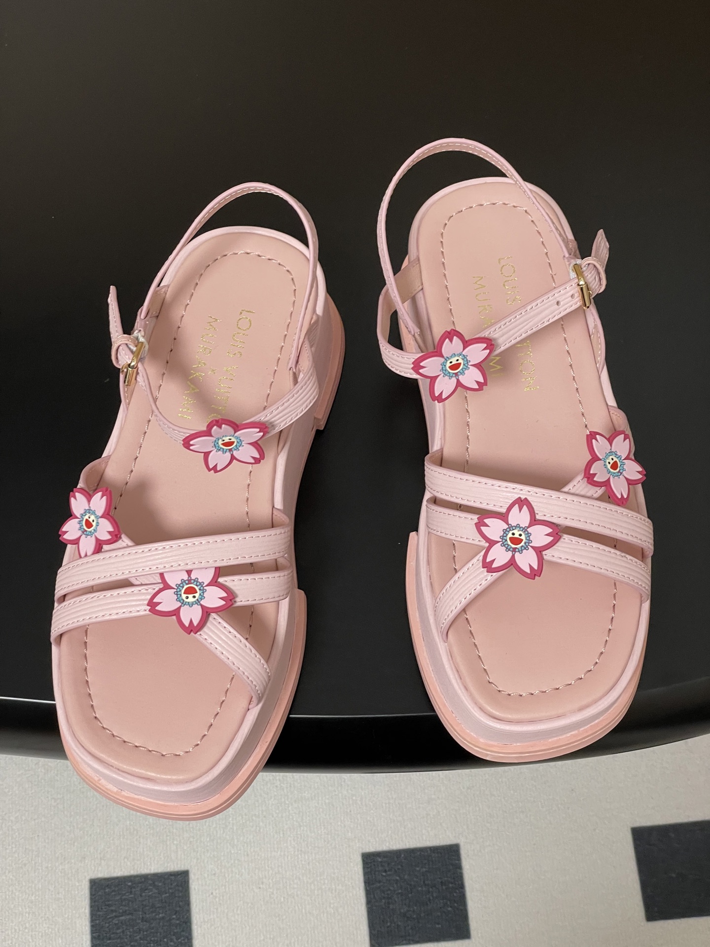 Louis Vuitton Maya Flatform Sandals - Pink Leather & Denim, Circle Logo 3 i1745273771545 5837 0 9