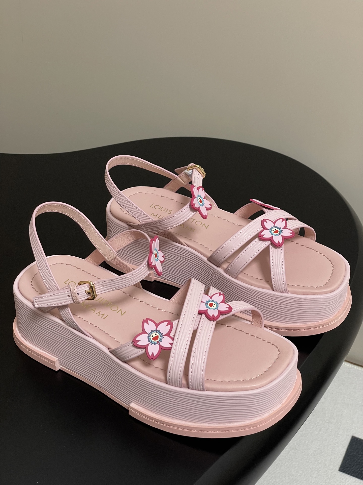 Louis Vuitton Maya Flatform Sandals - Pink Leather & Denim, Circle Logo 2 i1745273771562 5729 0 7