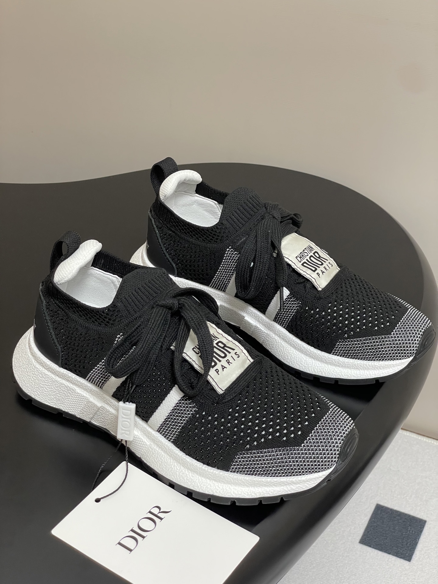Run'n'Dior Sneakers - Black & White Mesh, Comfortable, and Stylish Design 1 Run'n'Dior Sneakers - Black & White Mesh, Comfortable, and Stylish Design