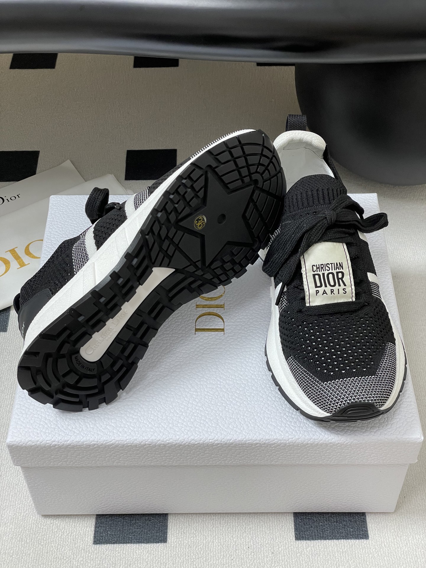 Run'n'Dior Sneakers - Black & White Mesh, Comfortable, and Stylish Design 10 i1745509005685 2957 0 1