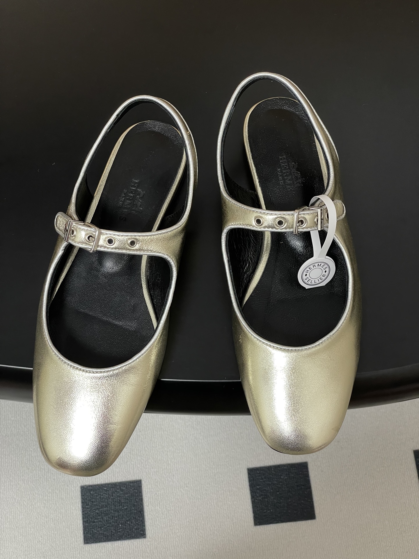 Hermes Women's Gold Mary Jane Ballet Flats with 'H' Buckle 3 i1745877364787 6054 0 7