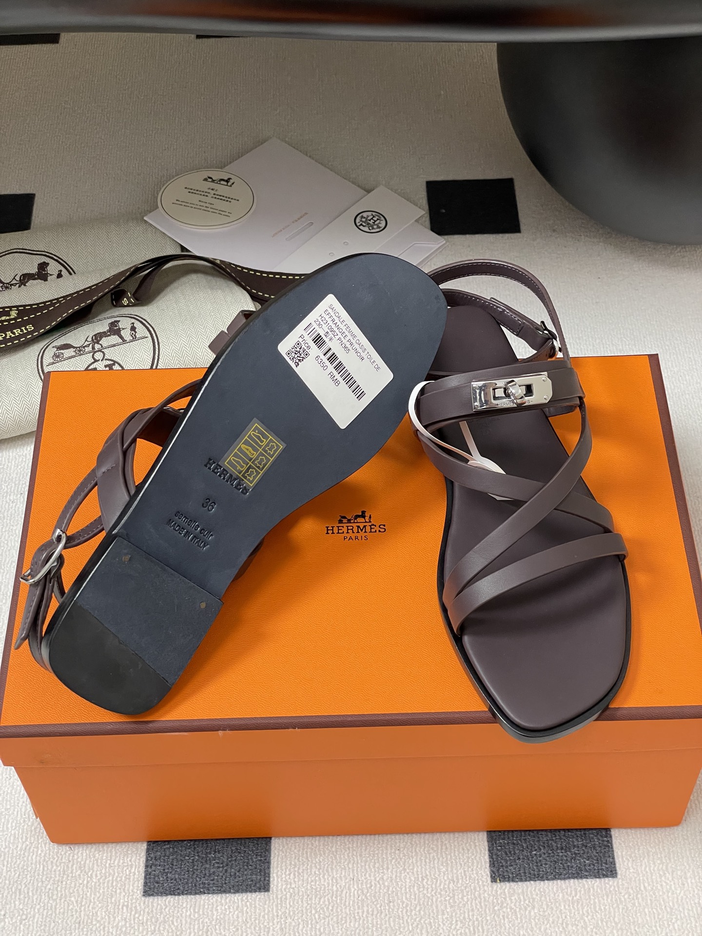 Hermes June Sandal: Kelly Buckle Leather Roman Sandals for Women 10 i1745877603361 7497 0 3