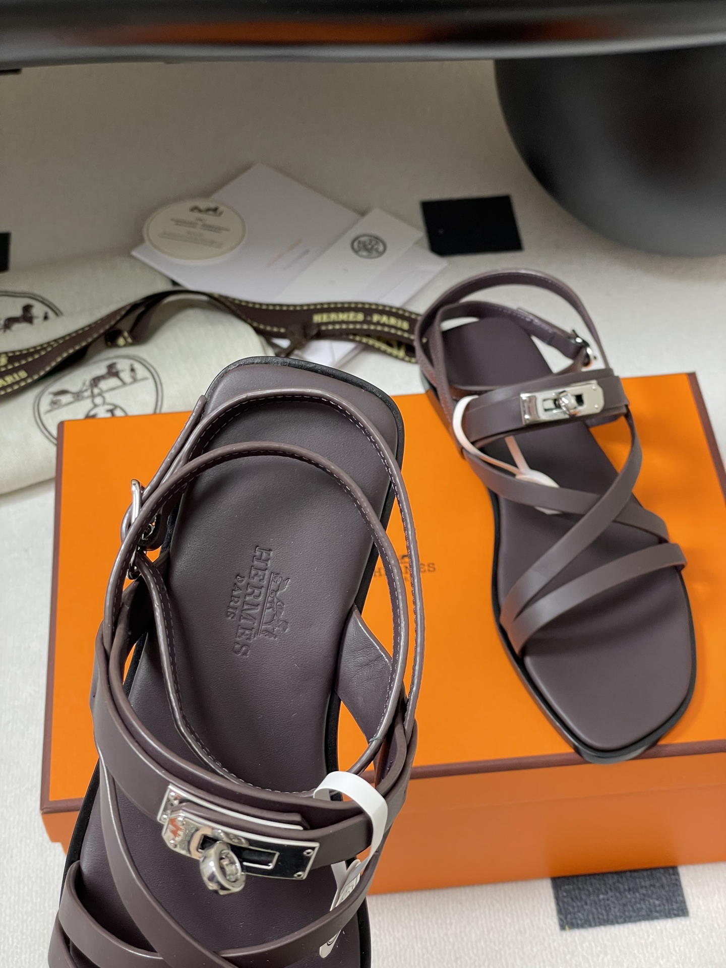 Hermes June Sandal: Kelly Buckle Leather Roman Sandals for Women 6 i1745877603479 1185 0 2