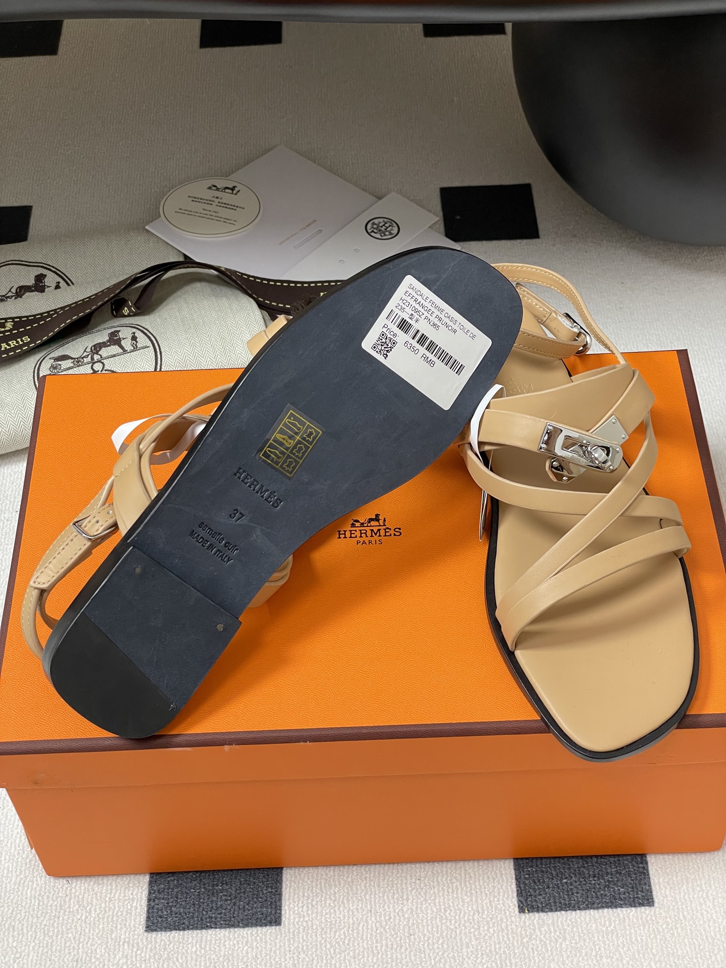 Hermes June Sandal Kelly Buckle Strap Leather Women's Sandals 10 i1745877656263 8700 0 1