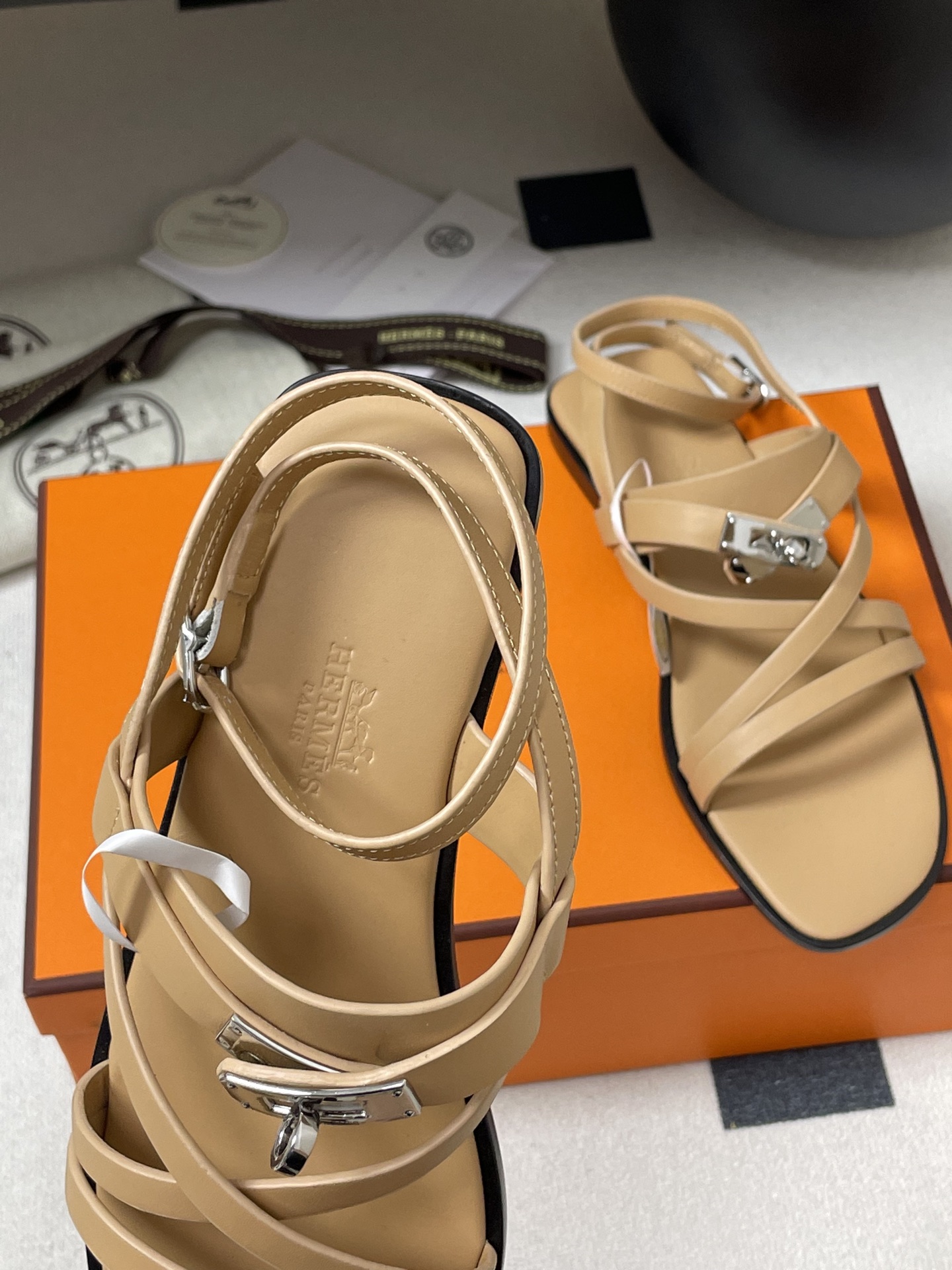 Hermes June Sandal Kelly Buckle Strap Leather Women's Sandals 6 i1745877656602 1571 0 0