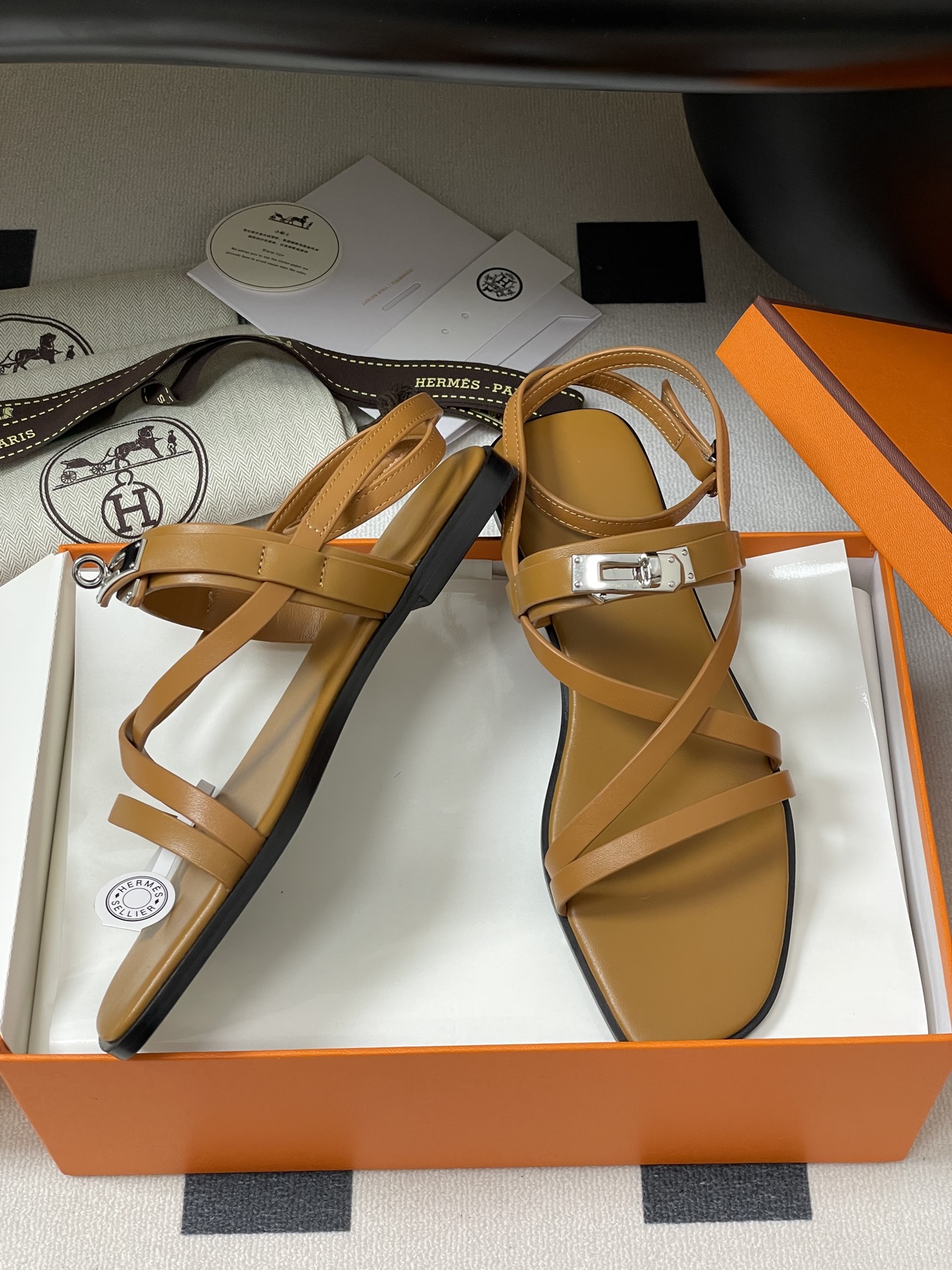 Hermes June Sandal: Kelly Buckle Leather Strappy Sandals for Women 7 i1745877721612 6703 0 5